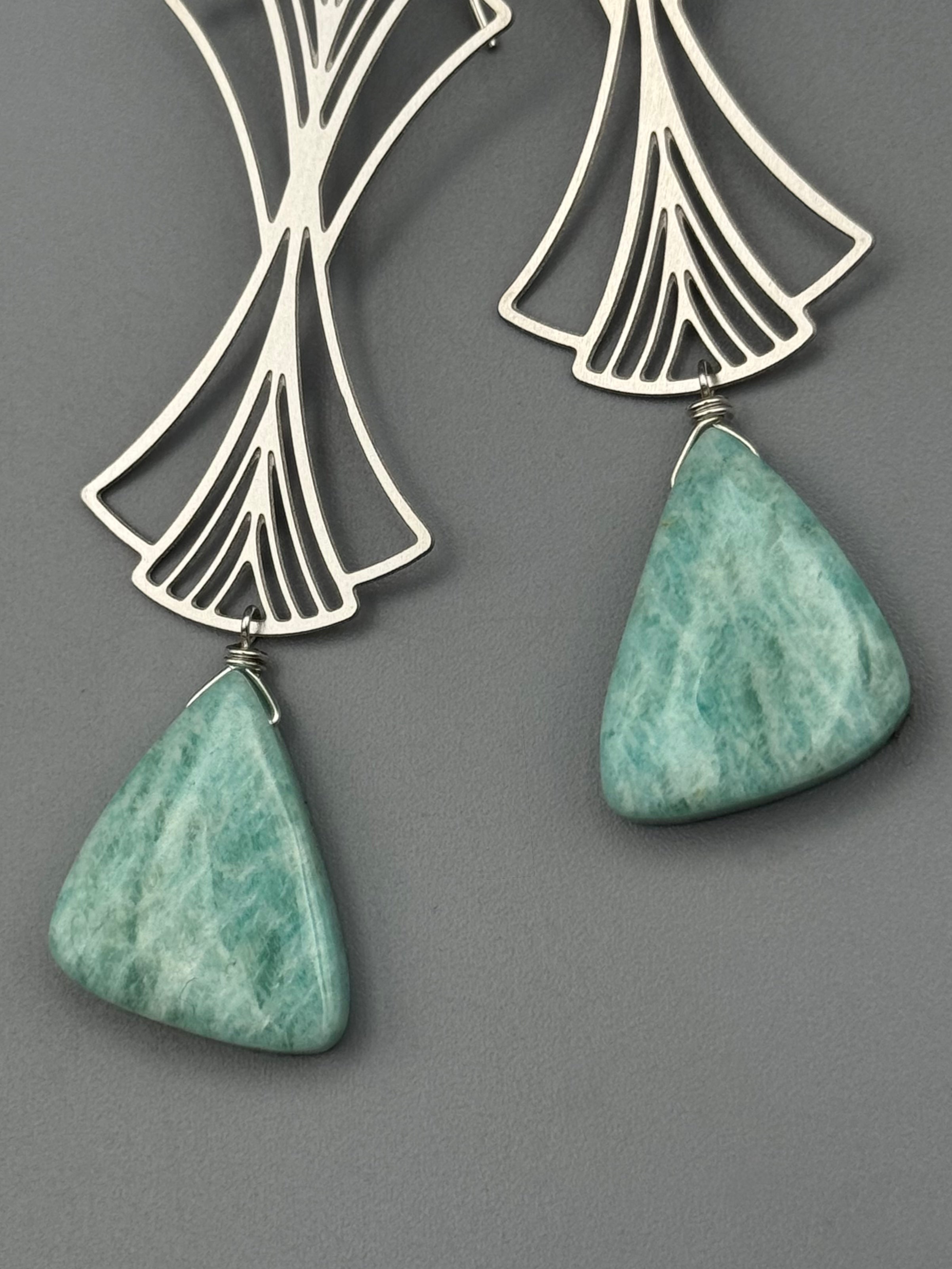 •TIME WARP• amazonite wing + silver earrings