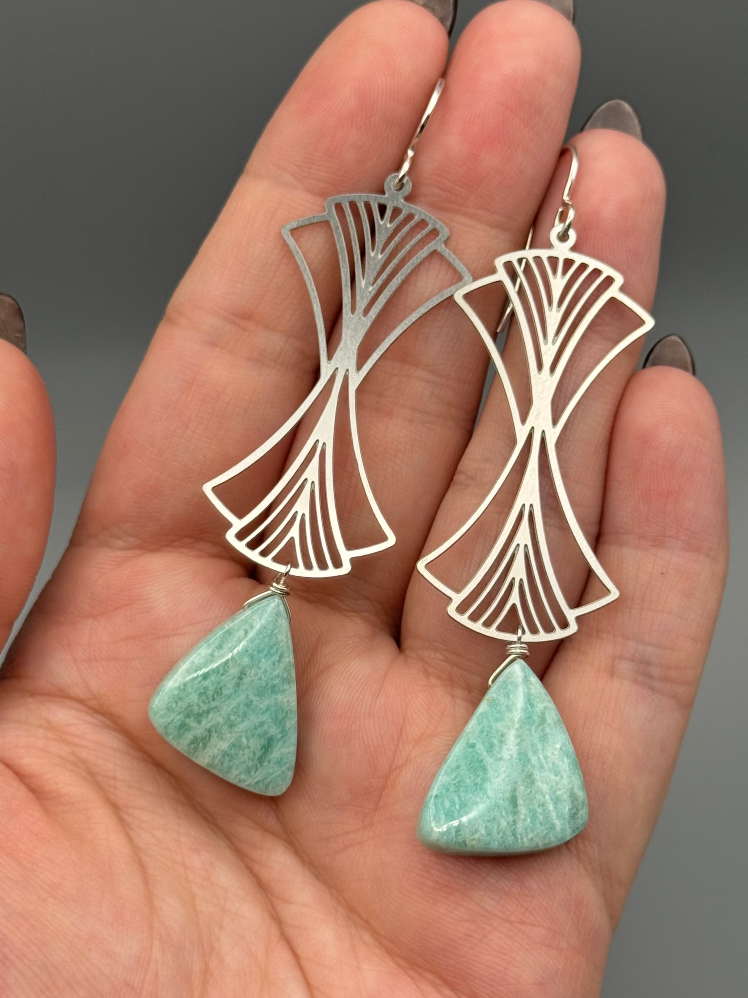 •TIME WARP• amazonite wing + silver earrings