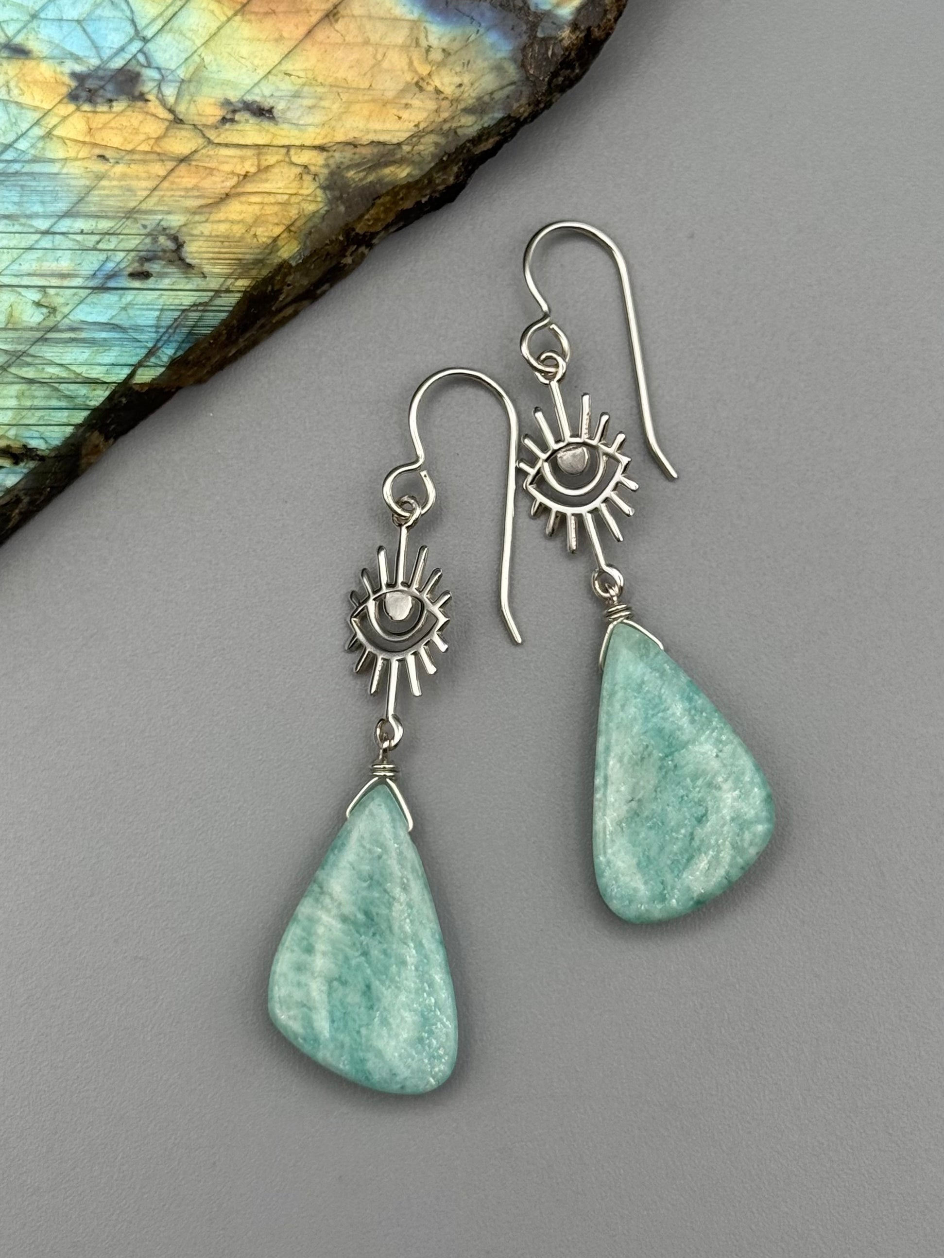 •ENVISION• amazonite wing + silver earrings