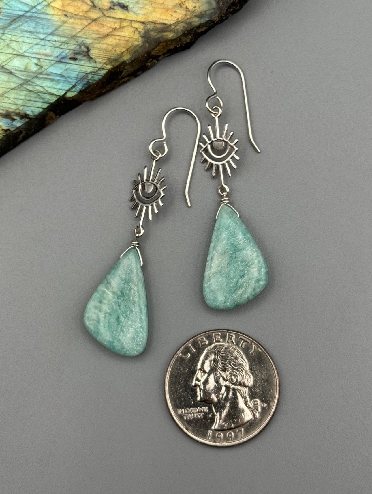 •ENVISION• amazonite wing + silver earrings