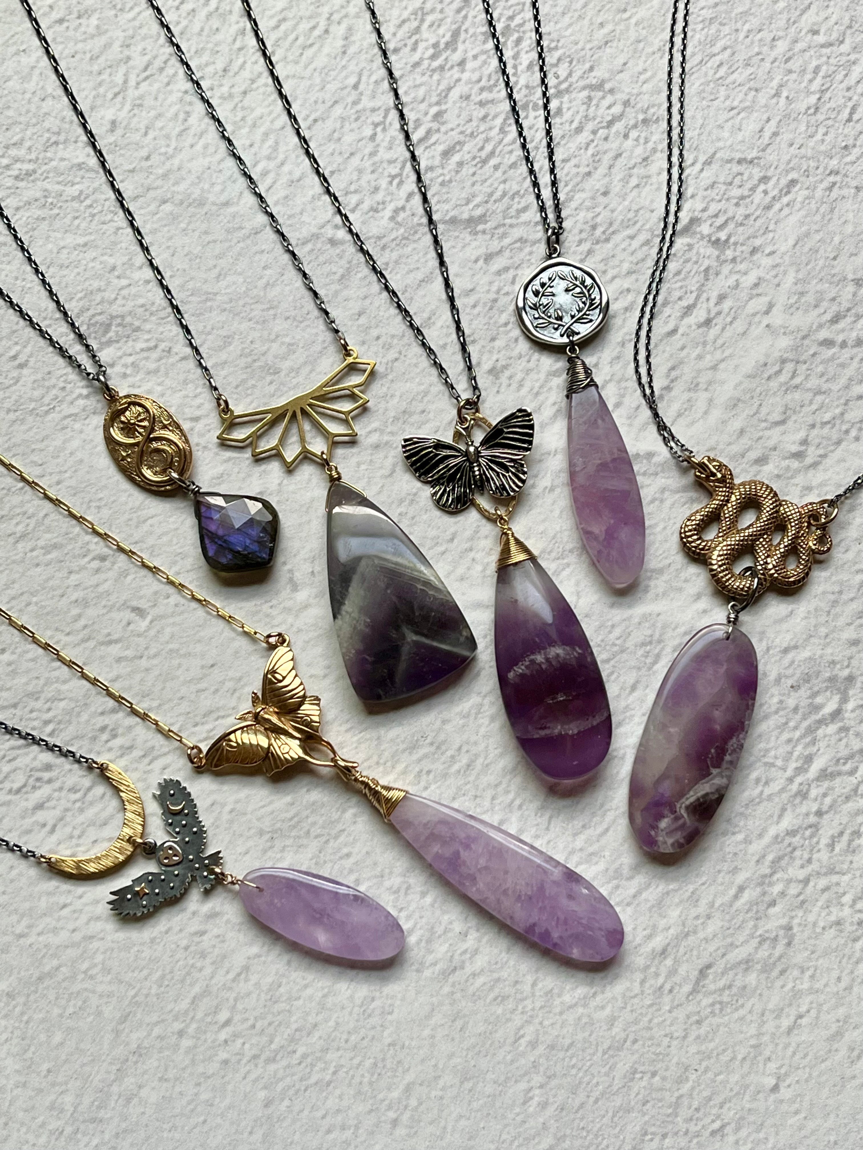 •SUEÑO• chevron amethyst + snake + mixed metal necklace (16"-18")