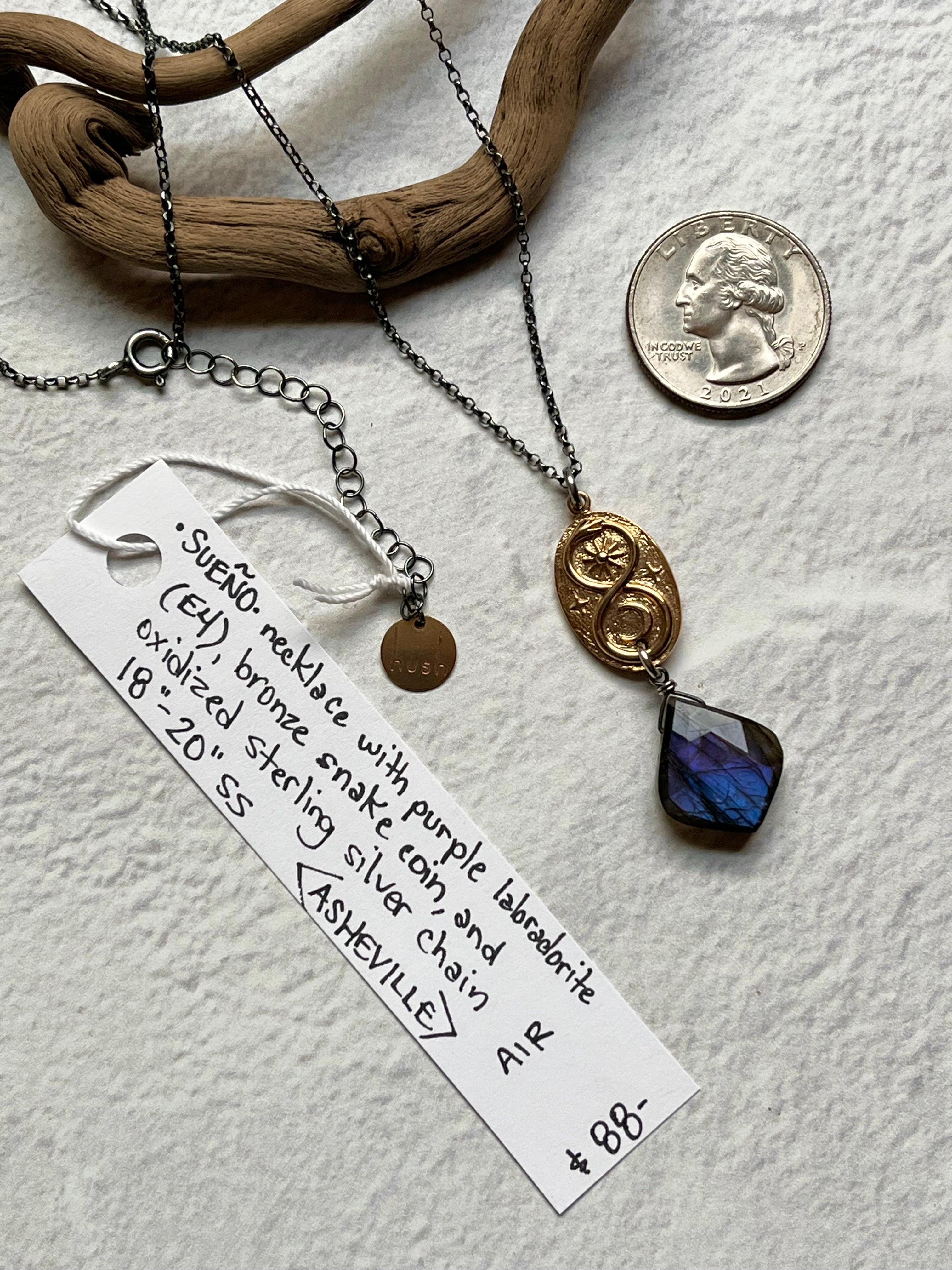 •SUEÑO• purple labradorite + infinity snake + mixed metal necklace (18"-20")