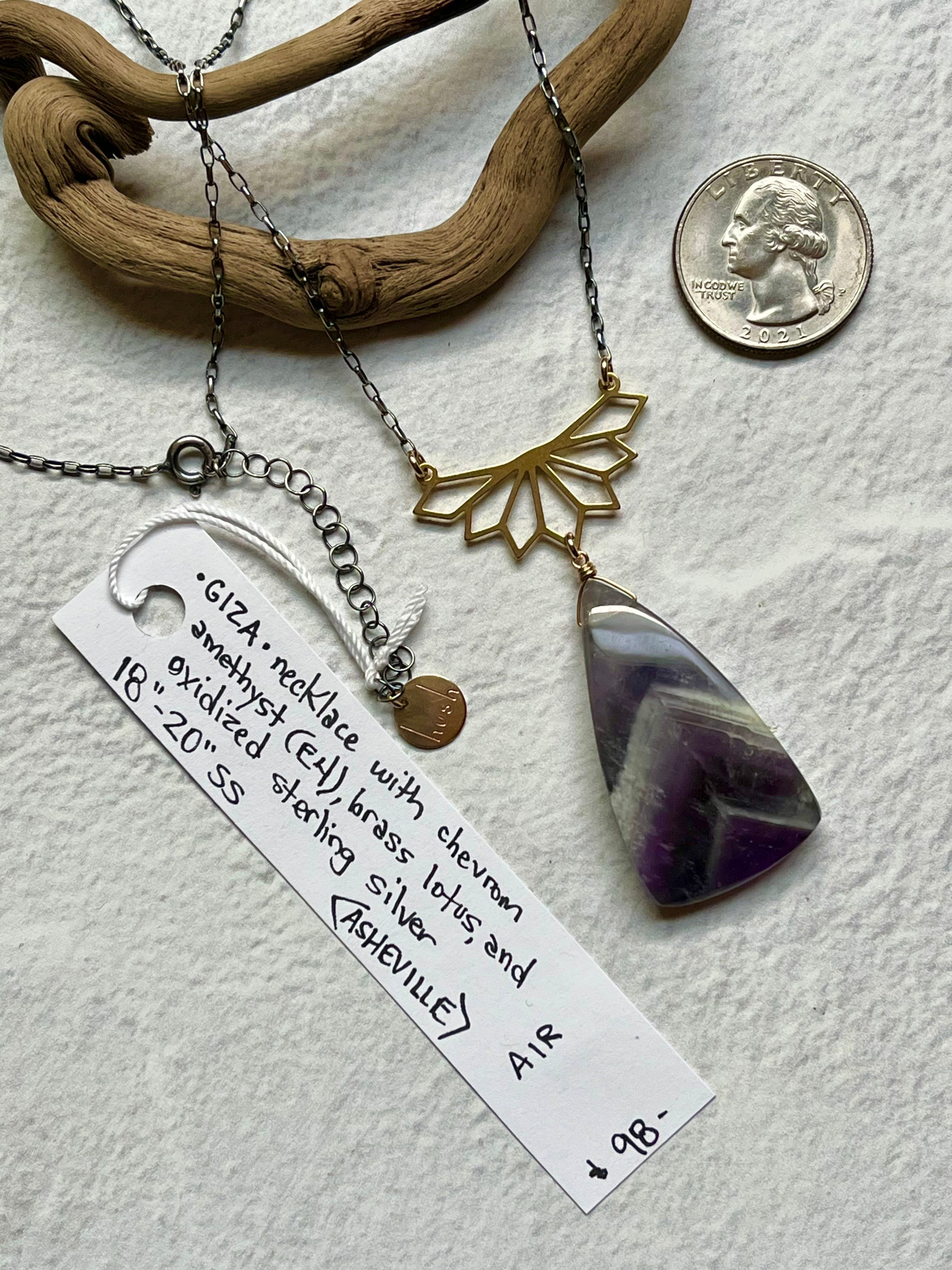 •GIZA• chevron amethyst + lotus + mixed metal necklace (18"-20")