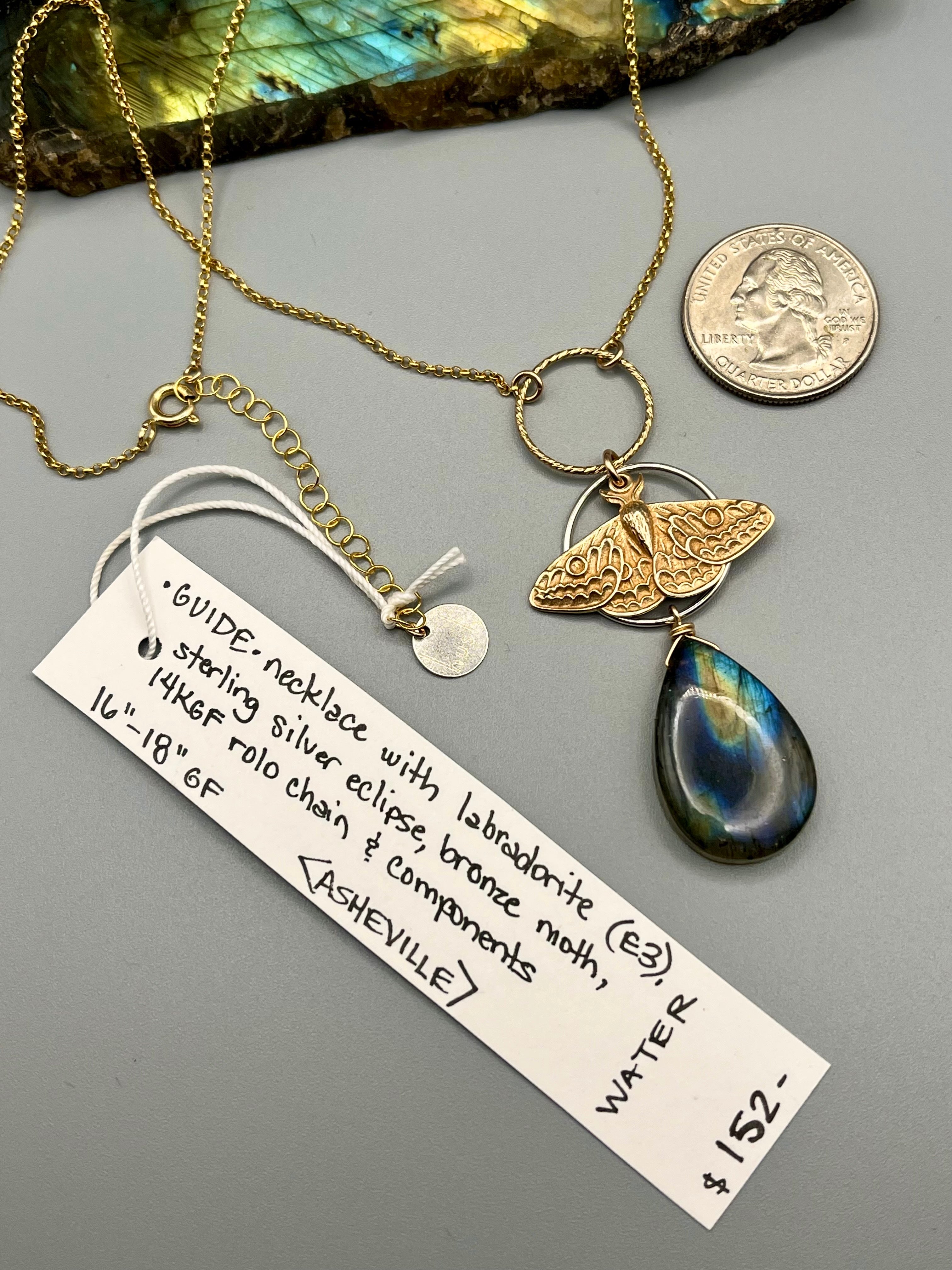 •GUIDE• labradorite + mixed metal necklace (16"-18" long)