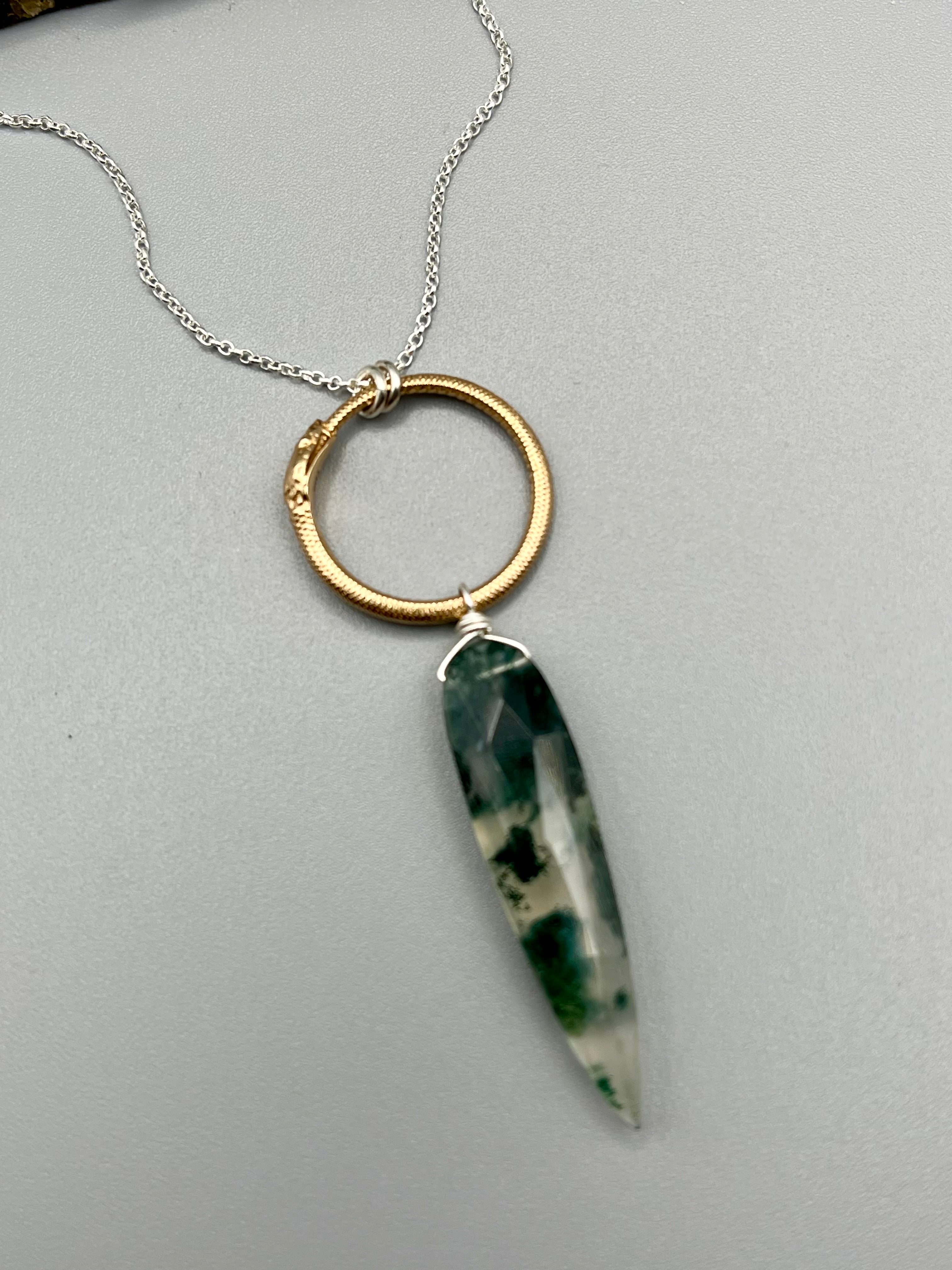 •SUEÑO• moss agate + mixed metal necklace (18"-20" long)