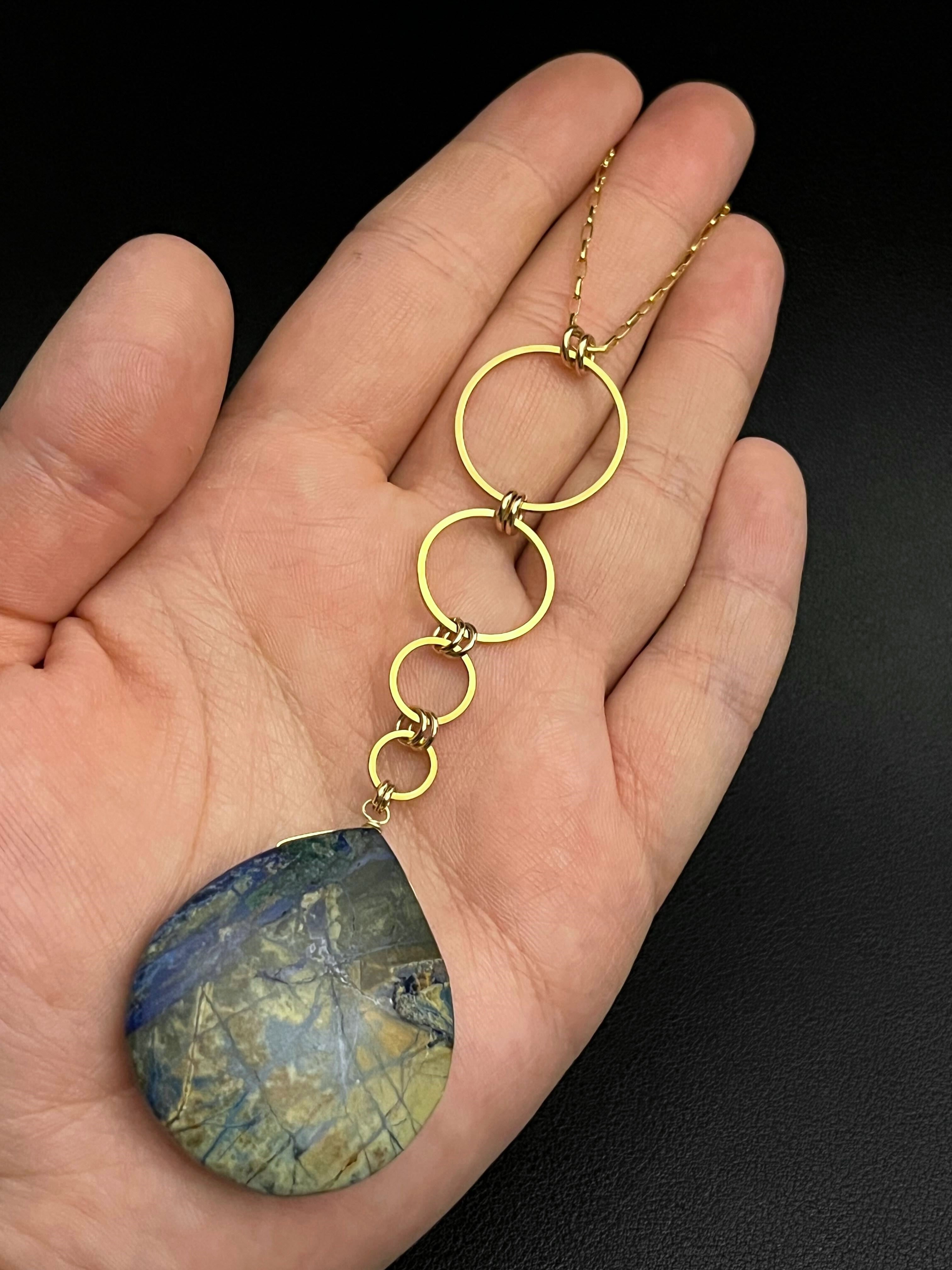 •NYX• arizona lightning azurite + gold necklace (26"-28")