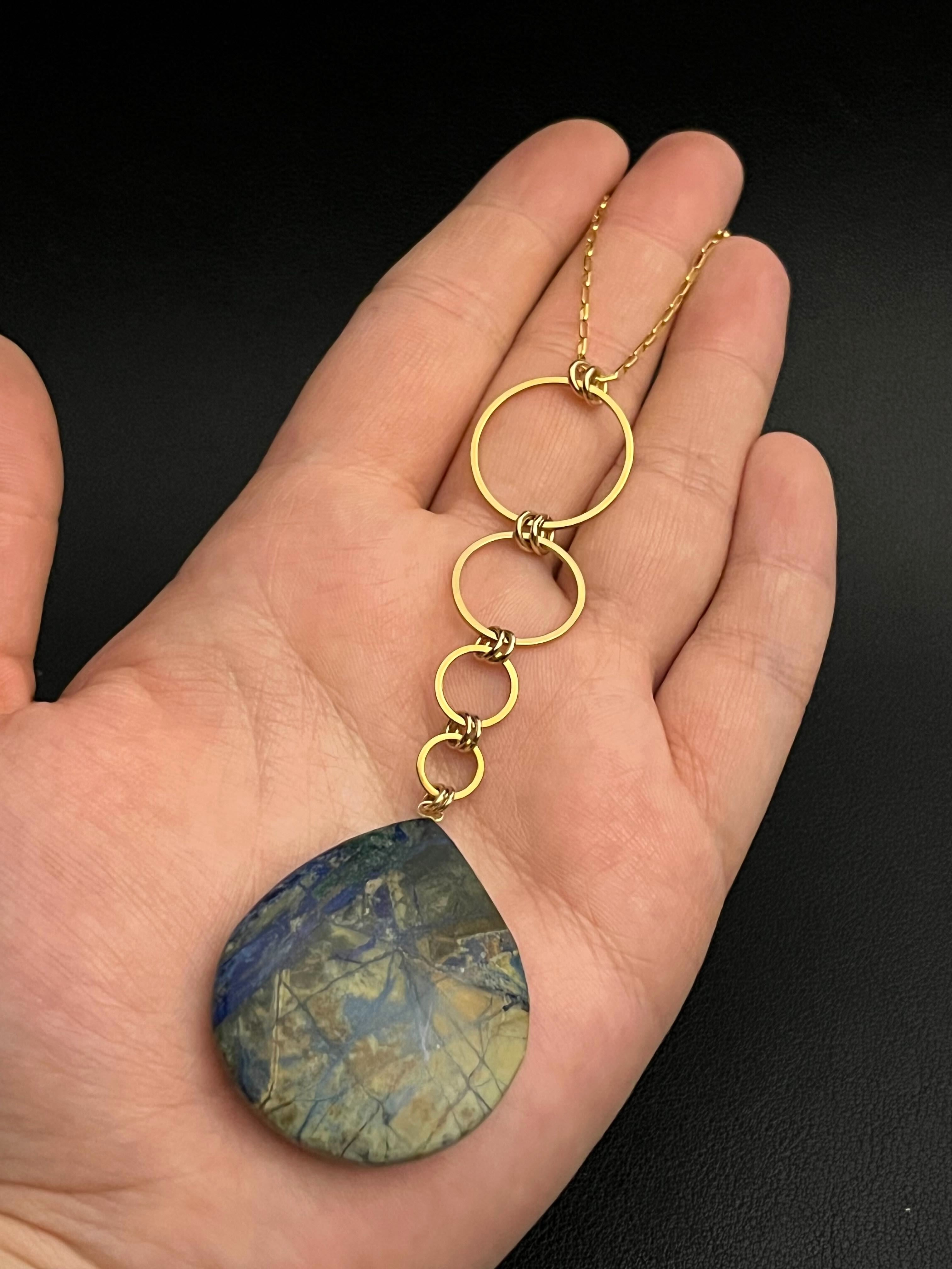 •NYX• arizona lightning azurite + gold necklace (26"-28")