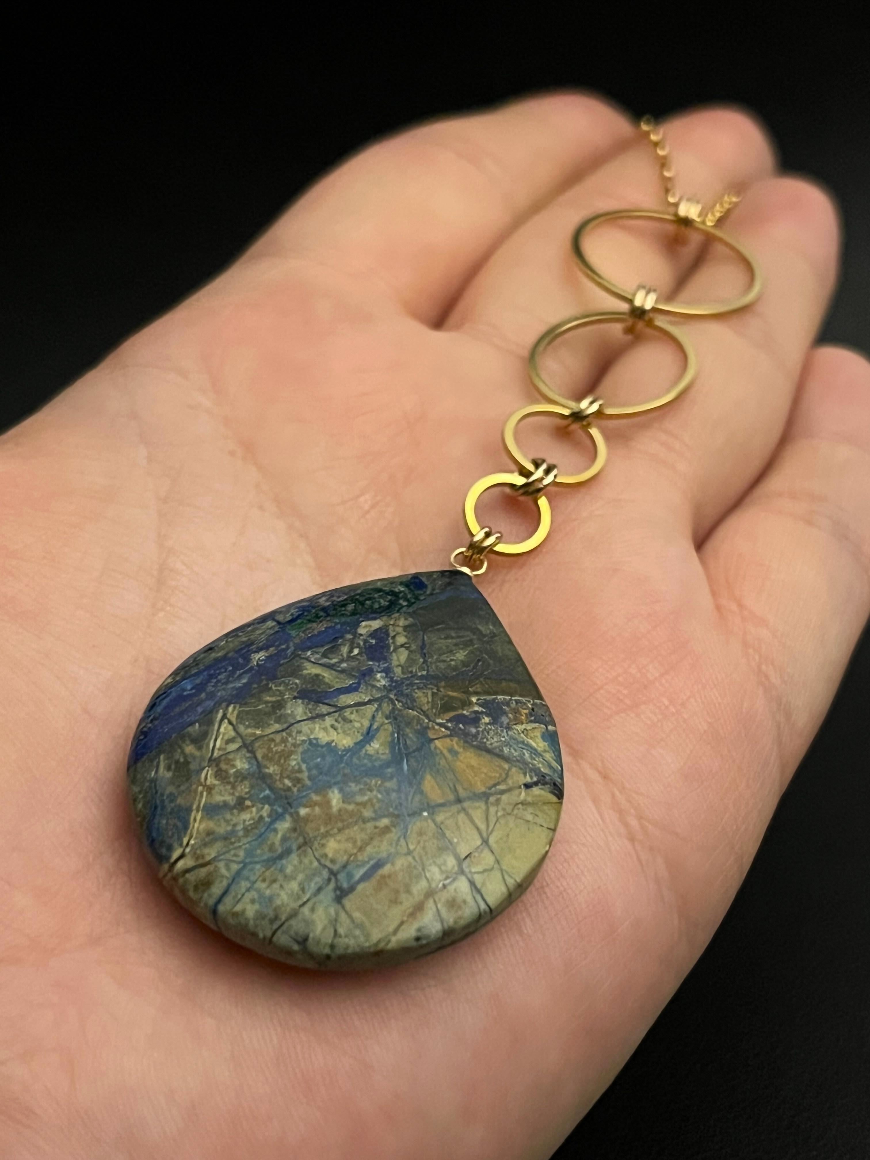 •NYX• arizona lightning azurite + gold necklace (26"-28")