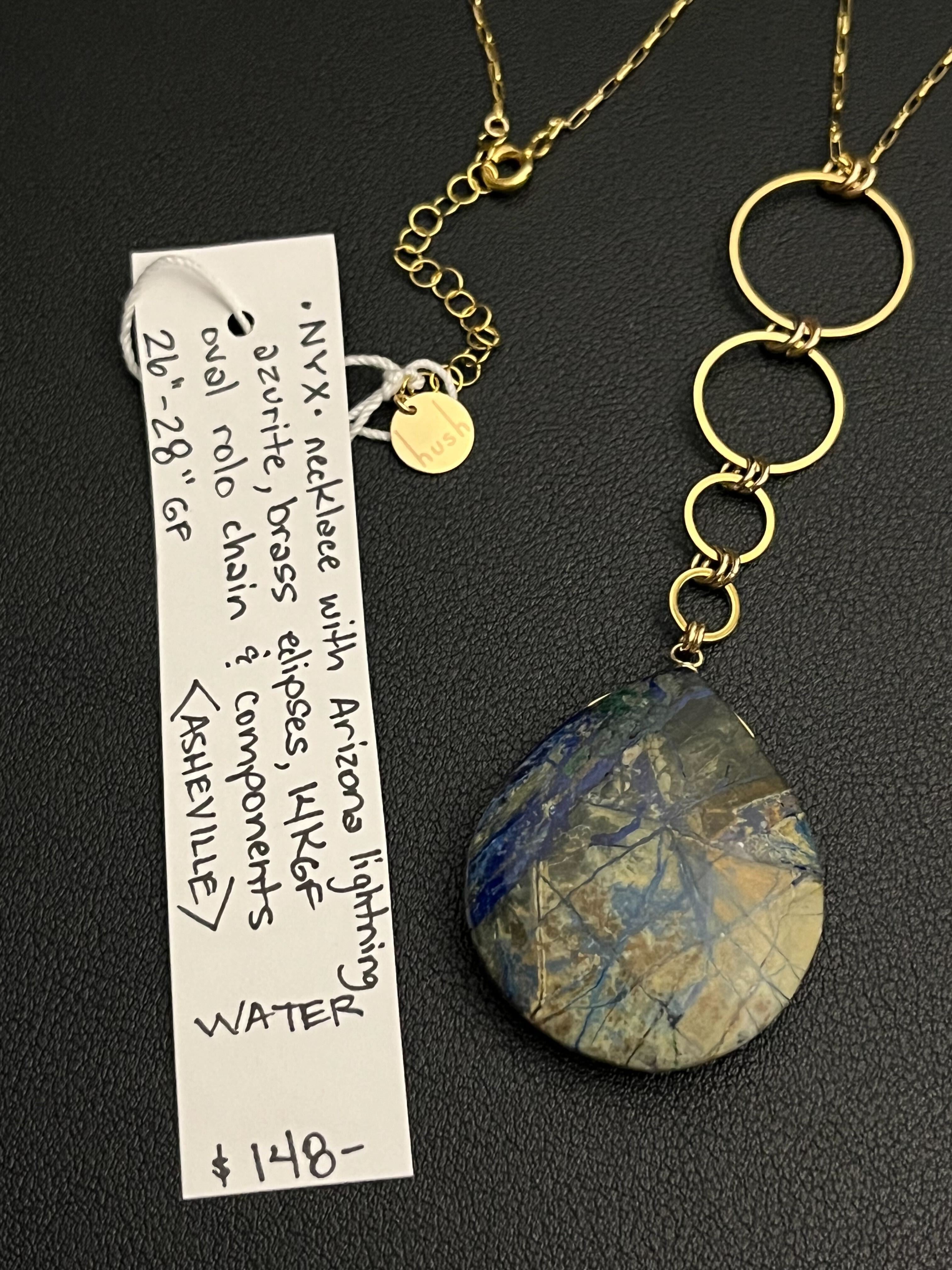 •NYX• arizona lightning azurite + gold necklace (26"-28")