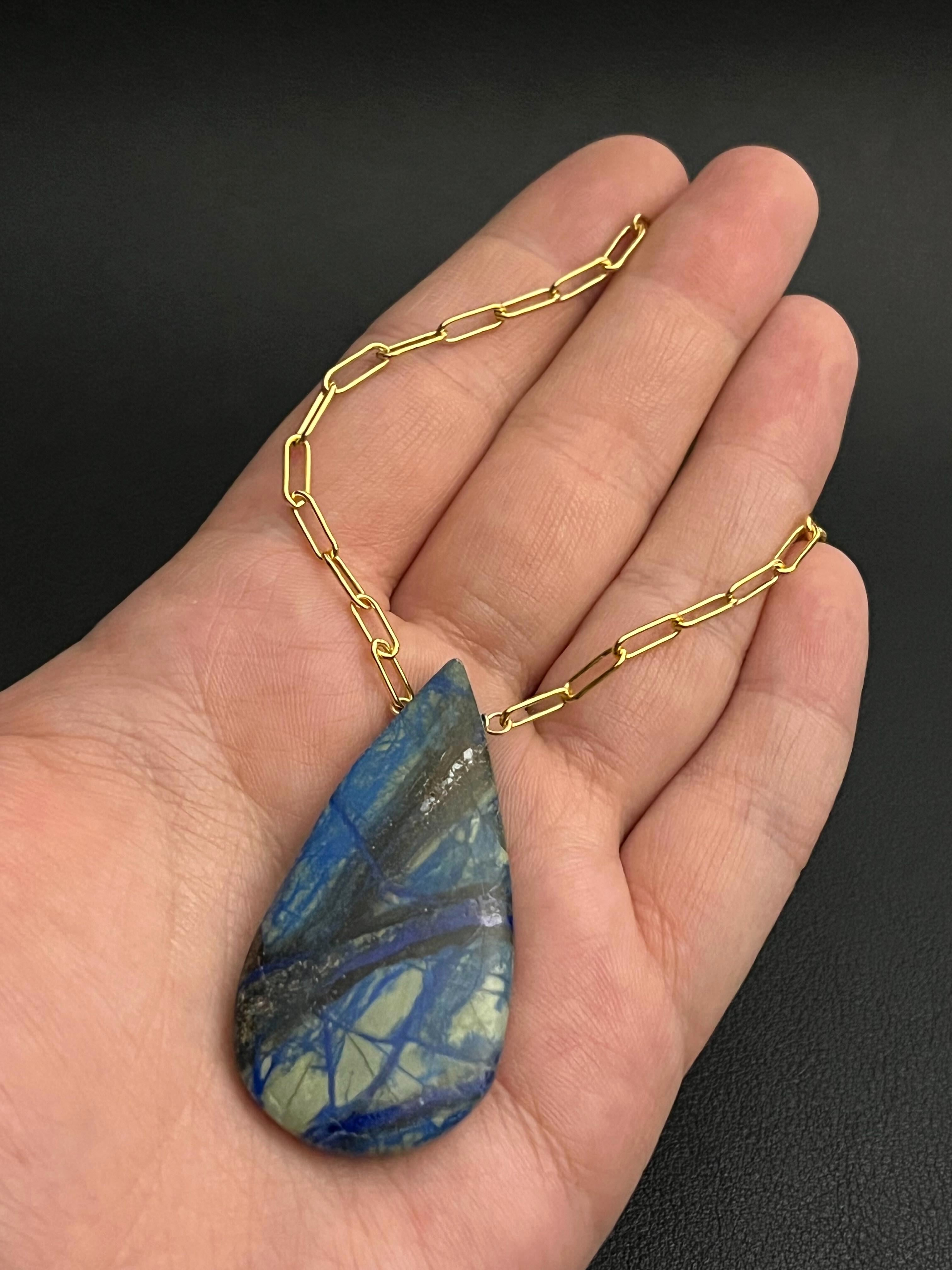 •AEON• arizona lightning azurite + gold necklace (18"-20")