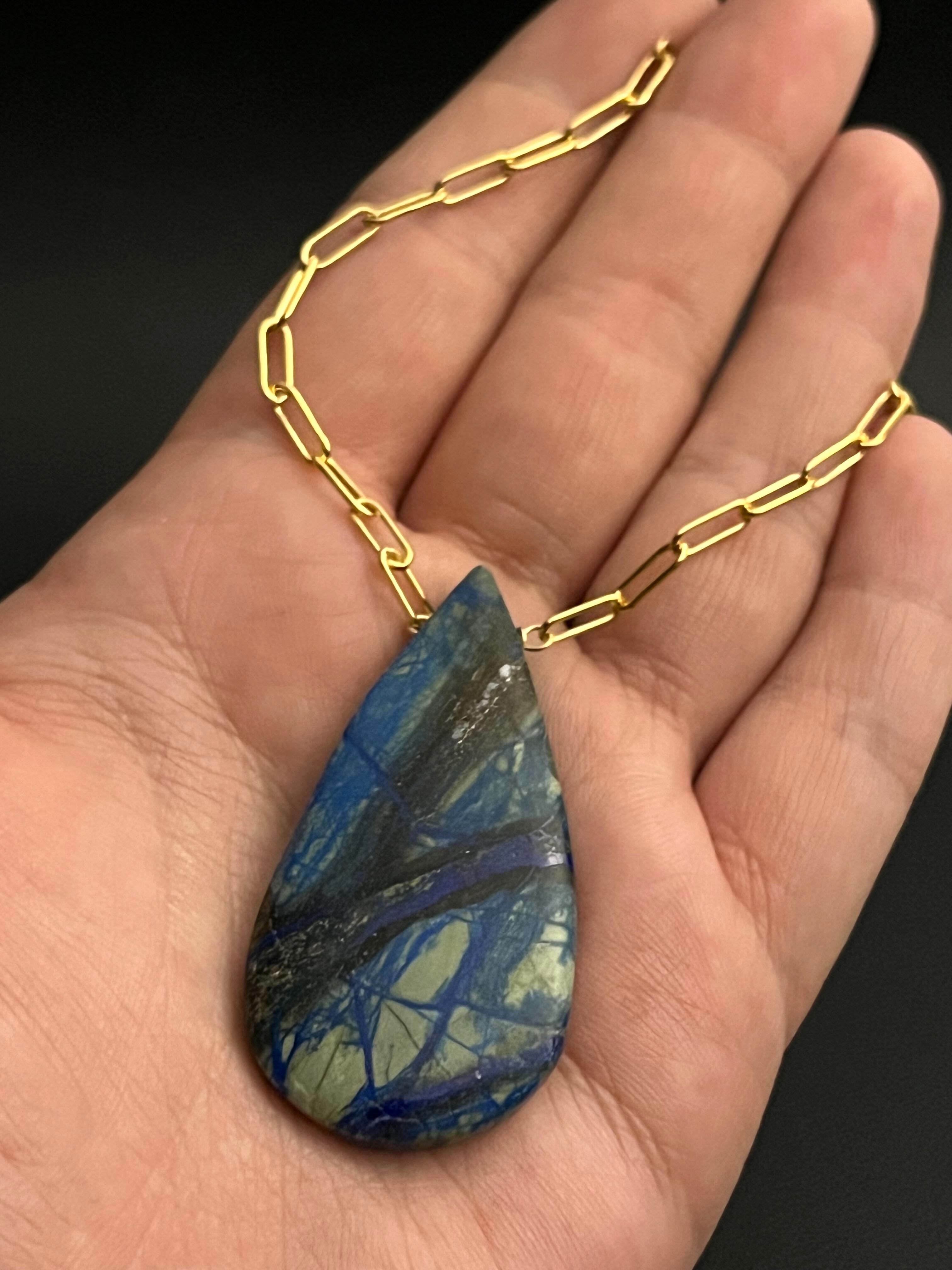 •AEON• arizona lightning azurite + gold necklace (18"-20")