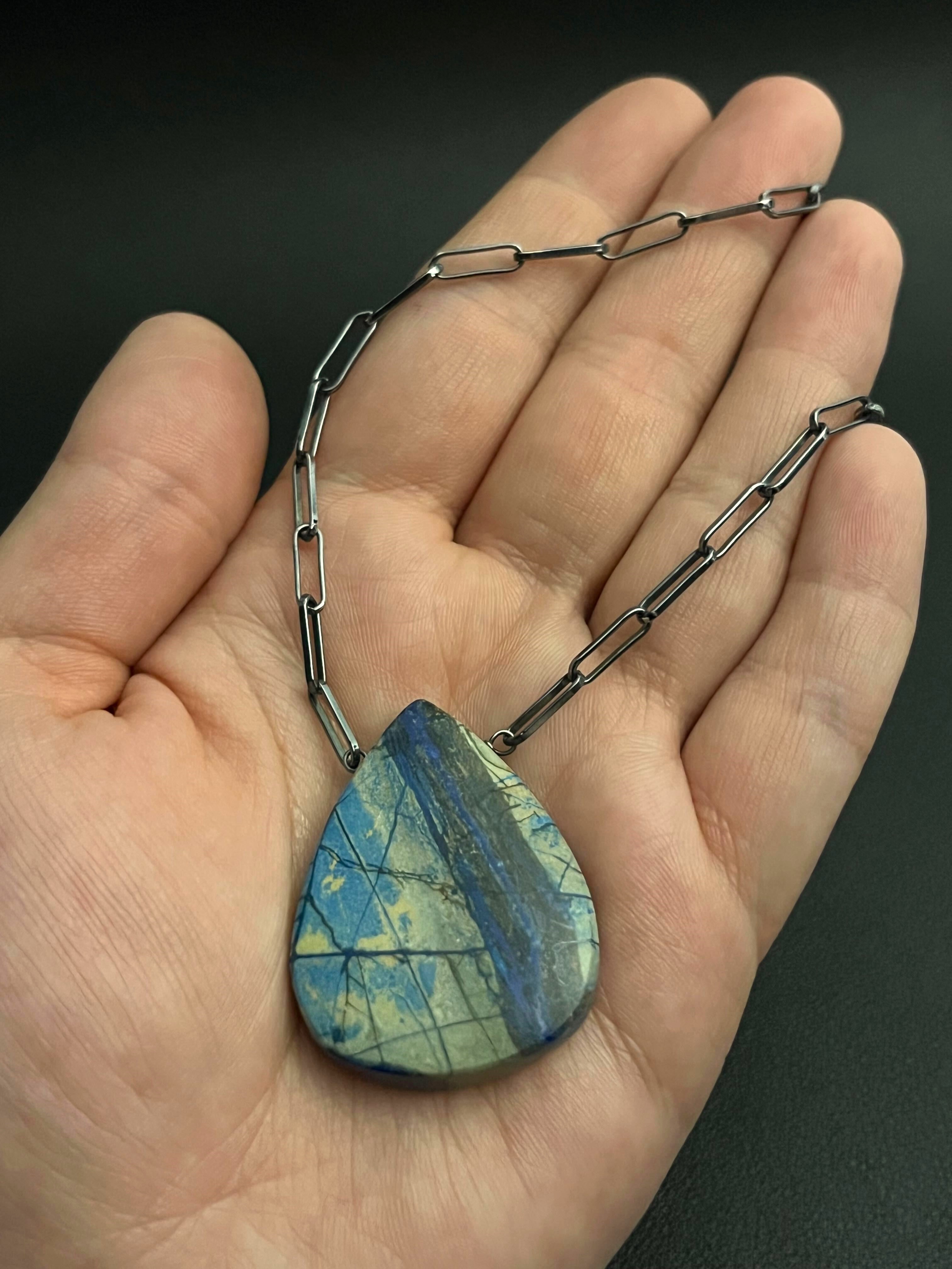 •AEON• arizona lightning azurite + silver necklace (18"-20")