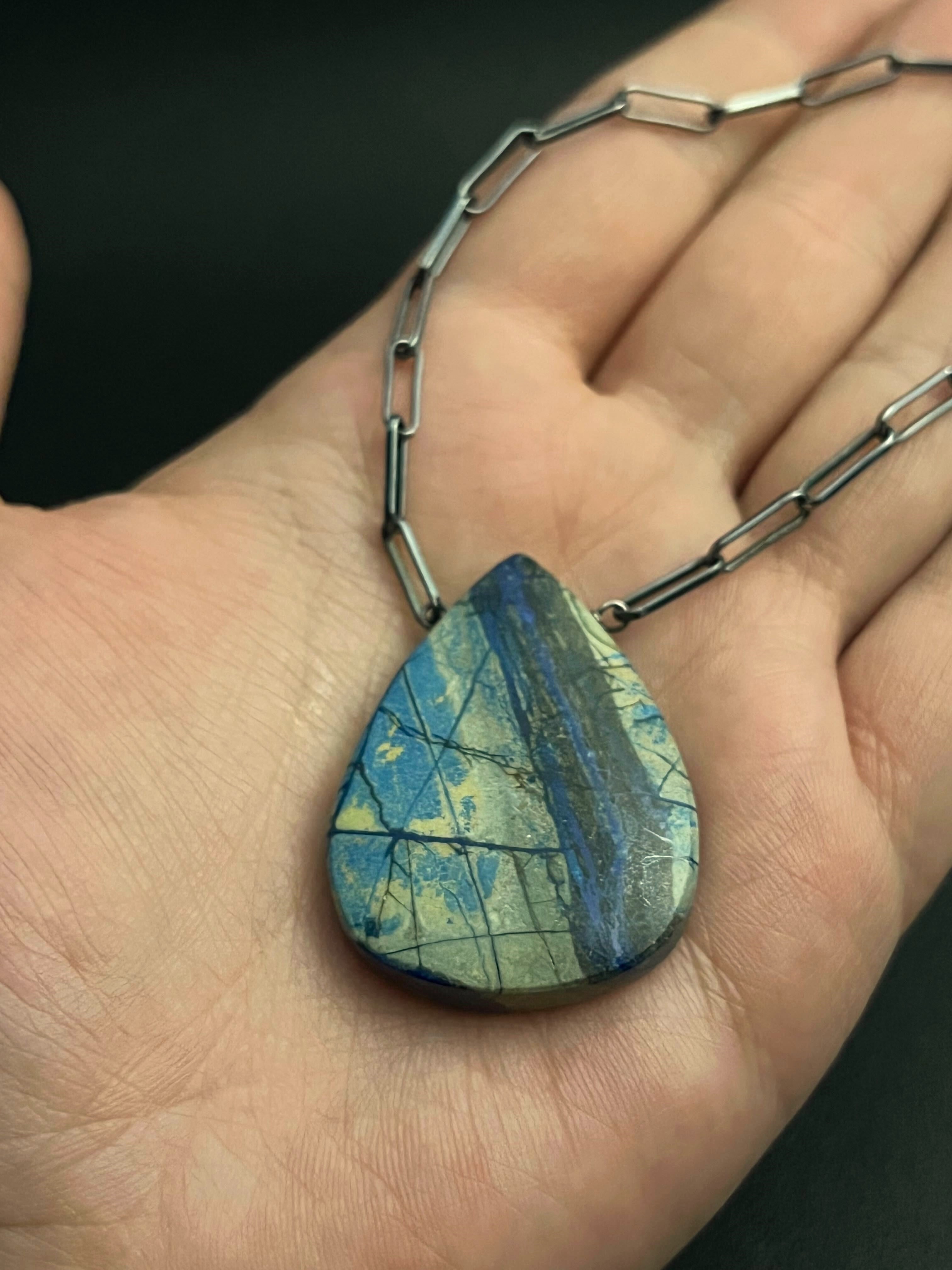 •AEON• arizona lightning azurite + silver necklace (18"-20")