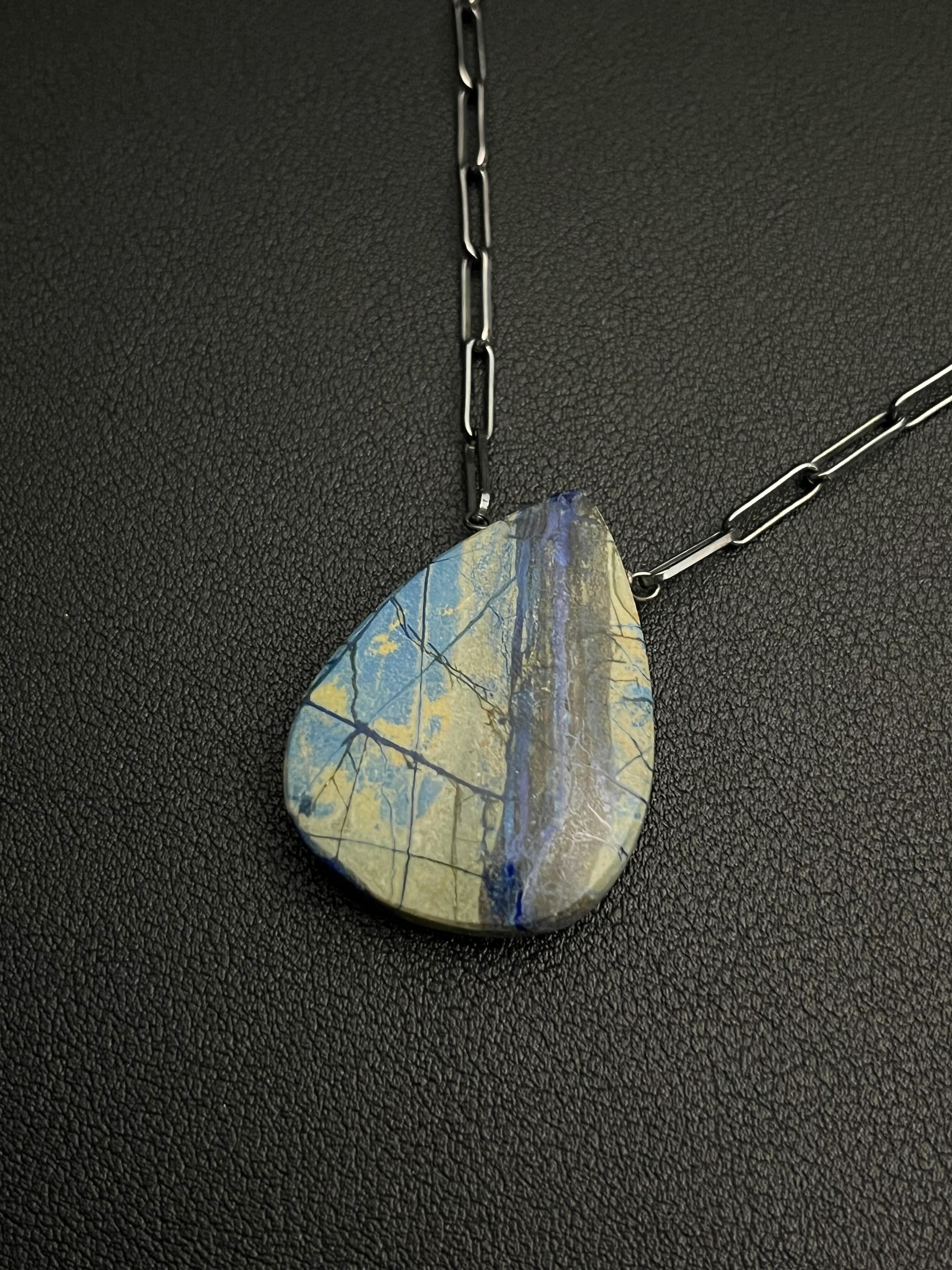 •AEON• arizona lightning azurite + silver necklace (18"-20")