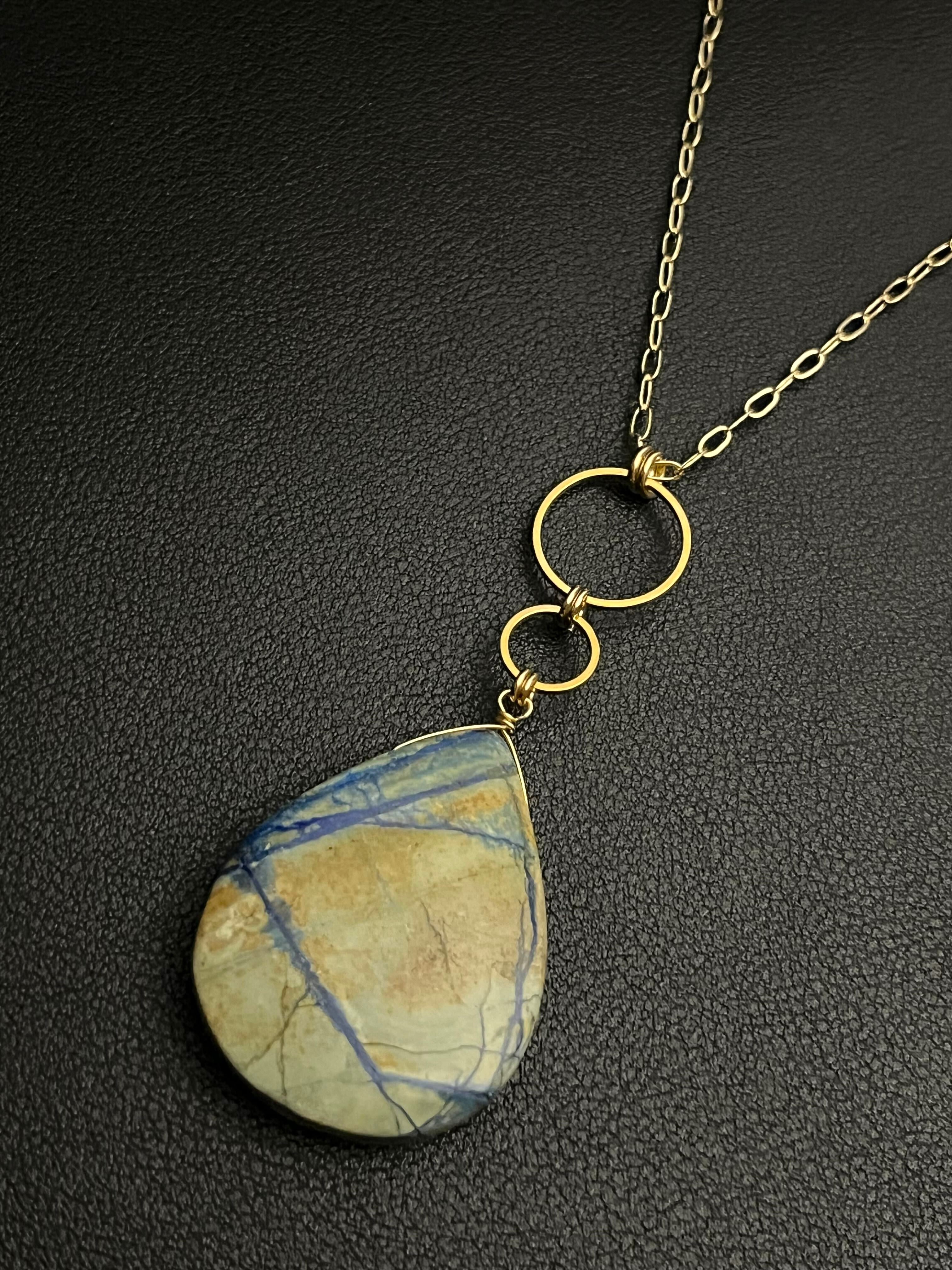 •NYX• arizona lightning azurite + gold necklace (18"-20")