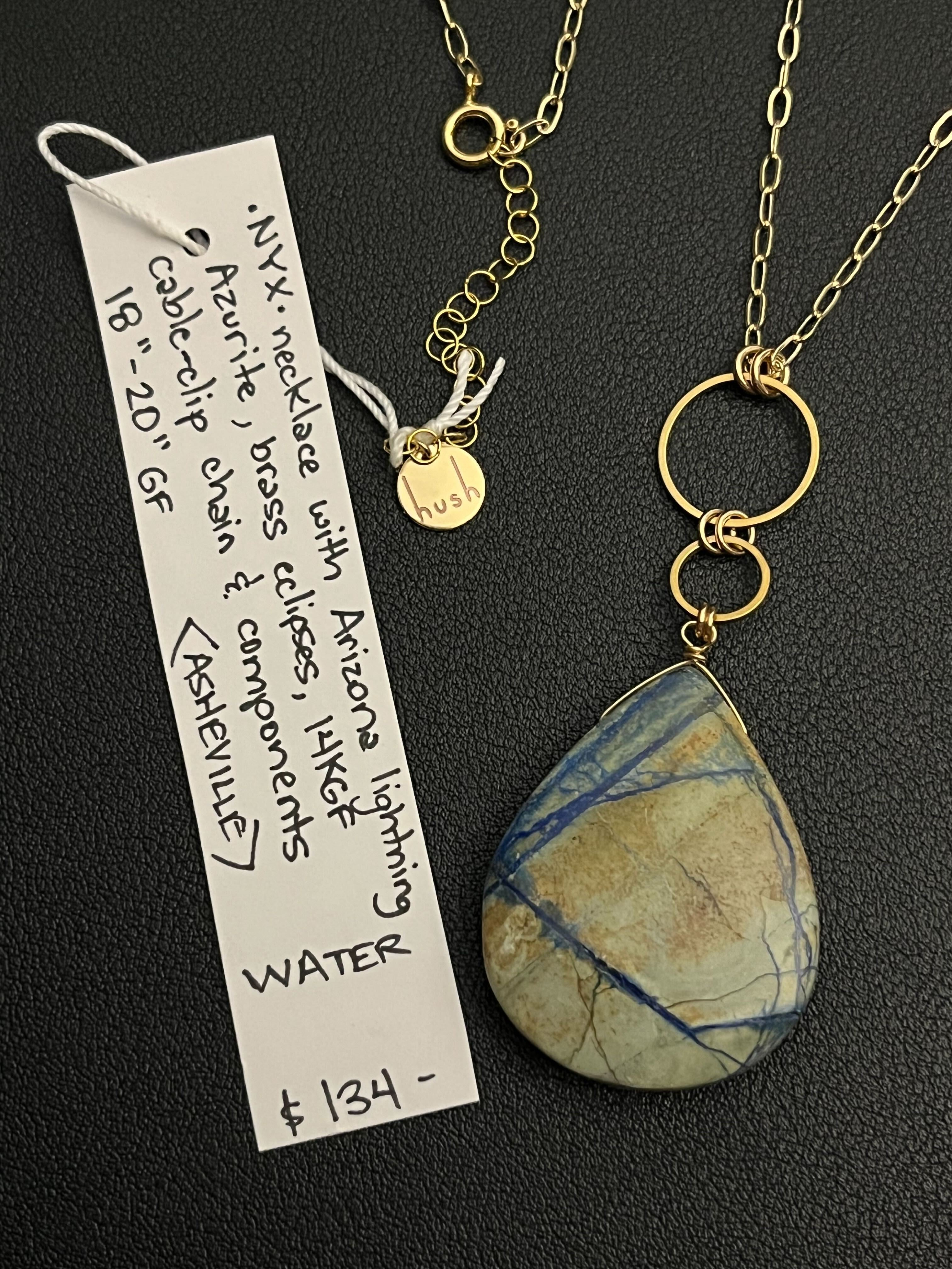 •NYX• arizona lightning azurite + gold necklace (18"-20")