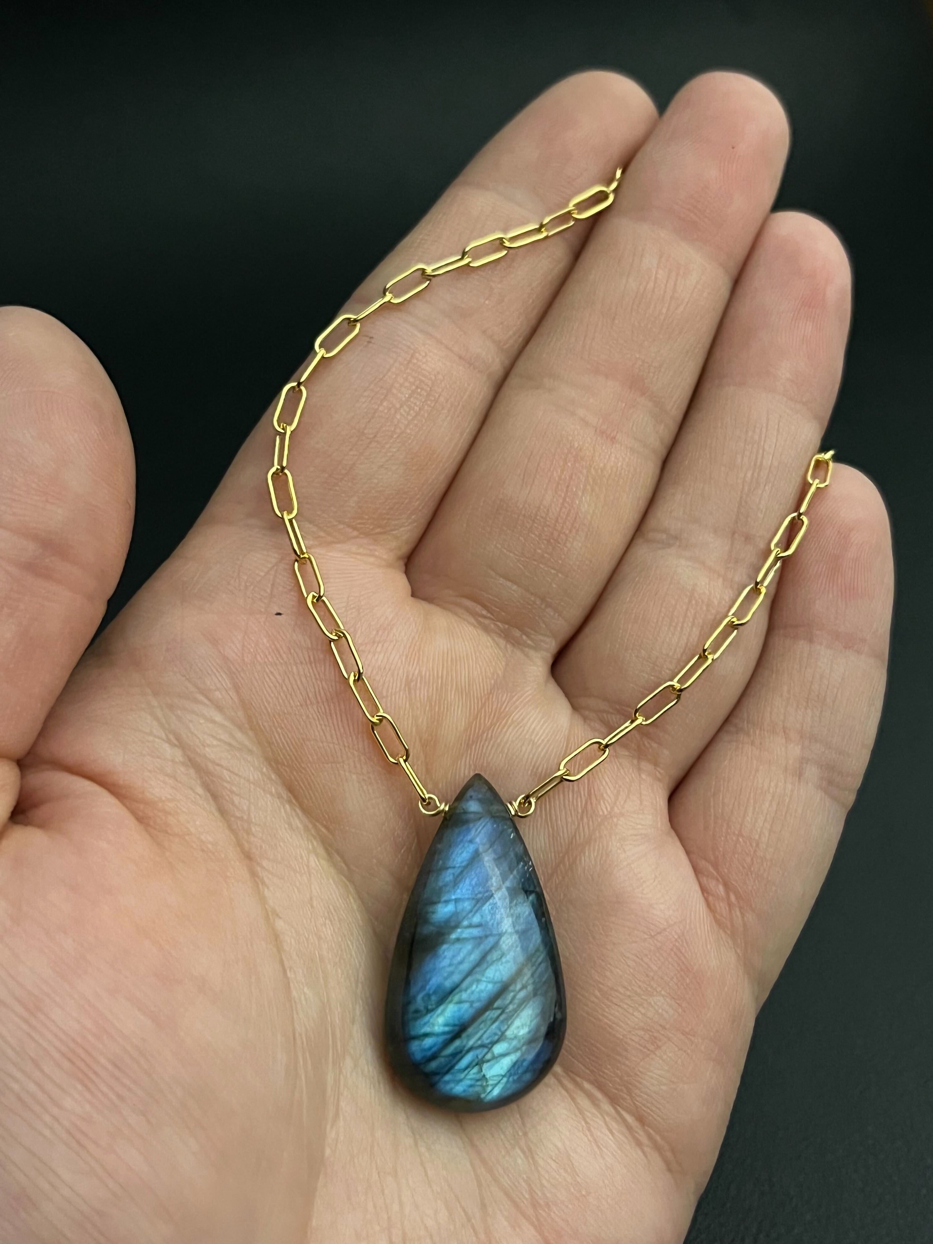 •AEON• labradorite + gold necklace (16"-18")