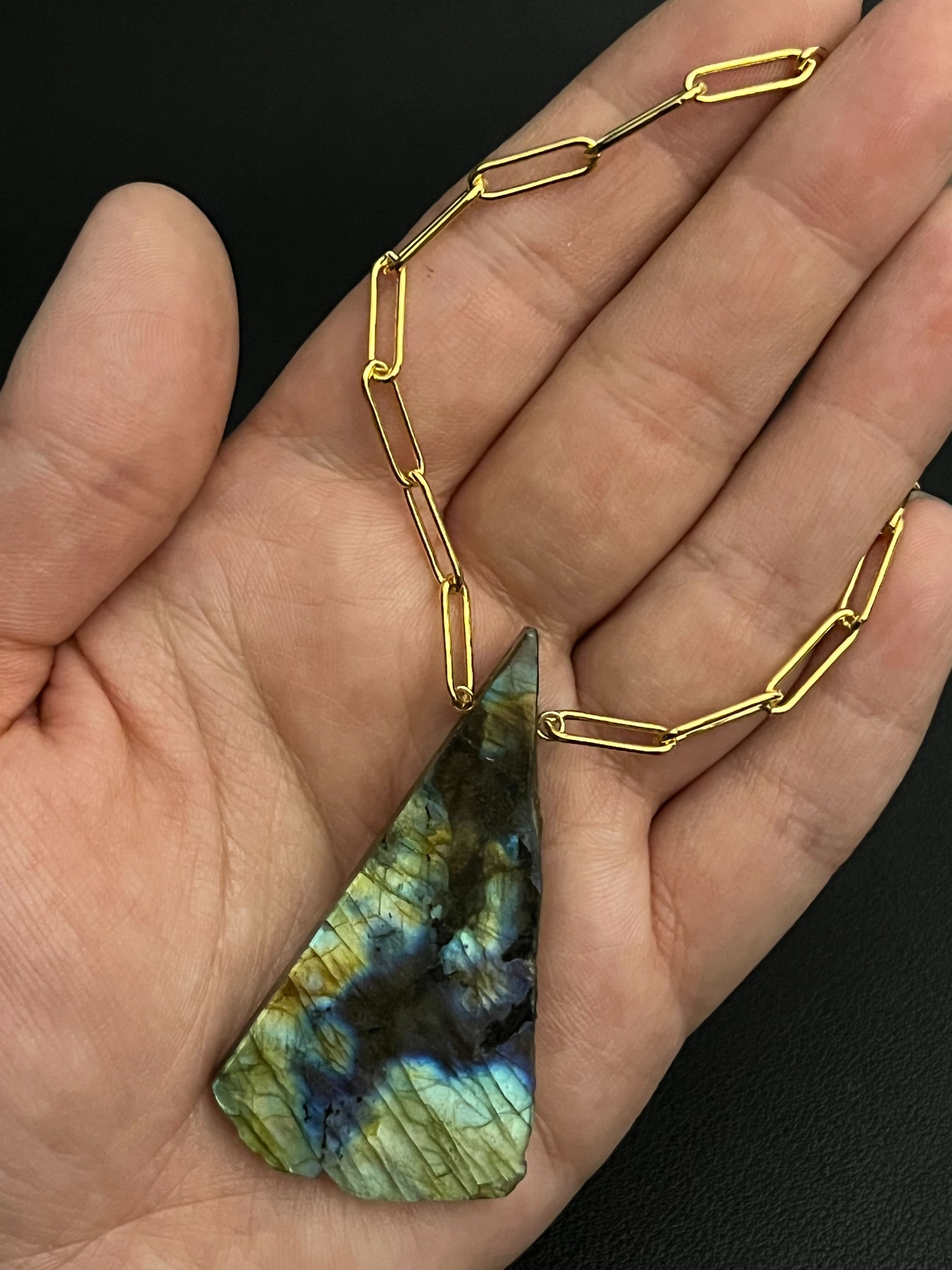 •AEON• labradorite + gold necklace (18"-20")