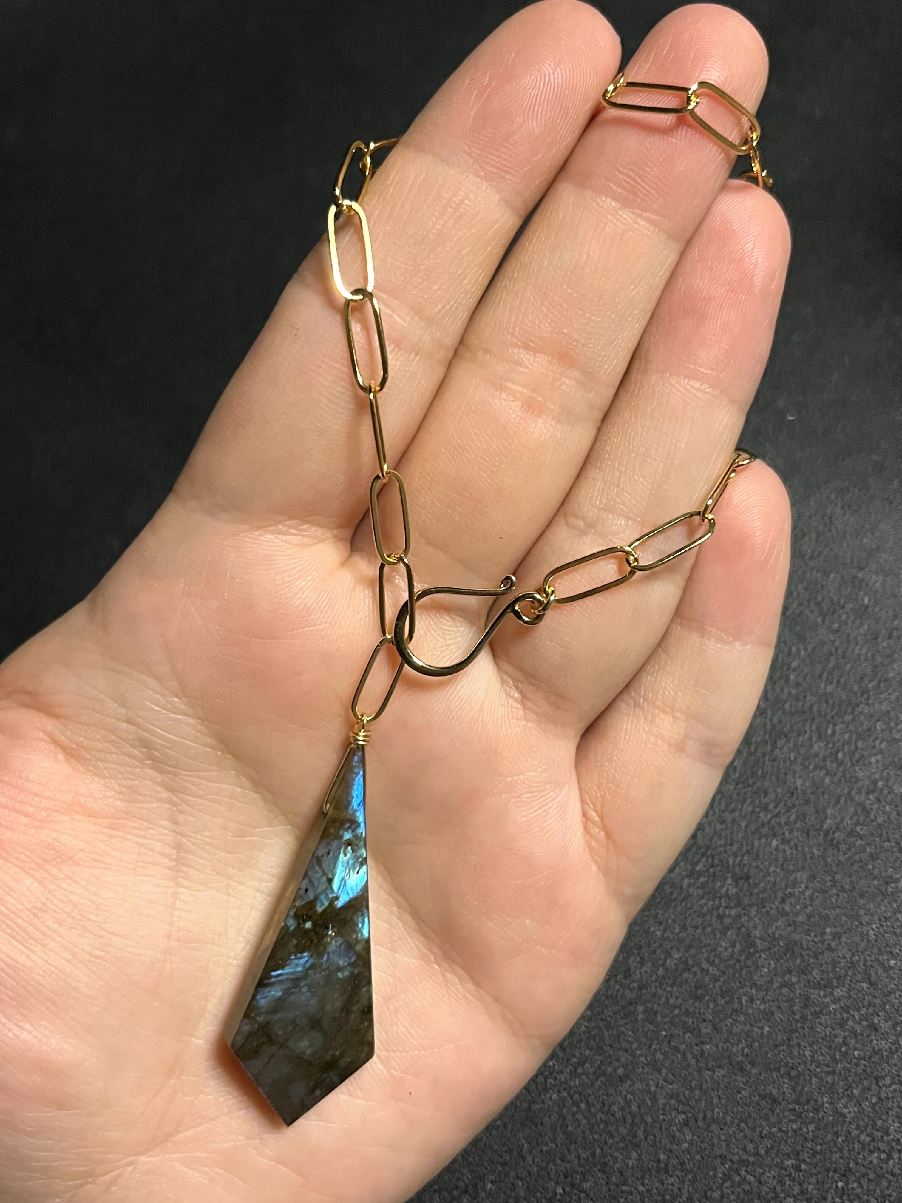 •LINKED• labradorite kite + gold necklace (19")
