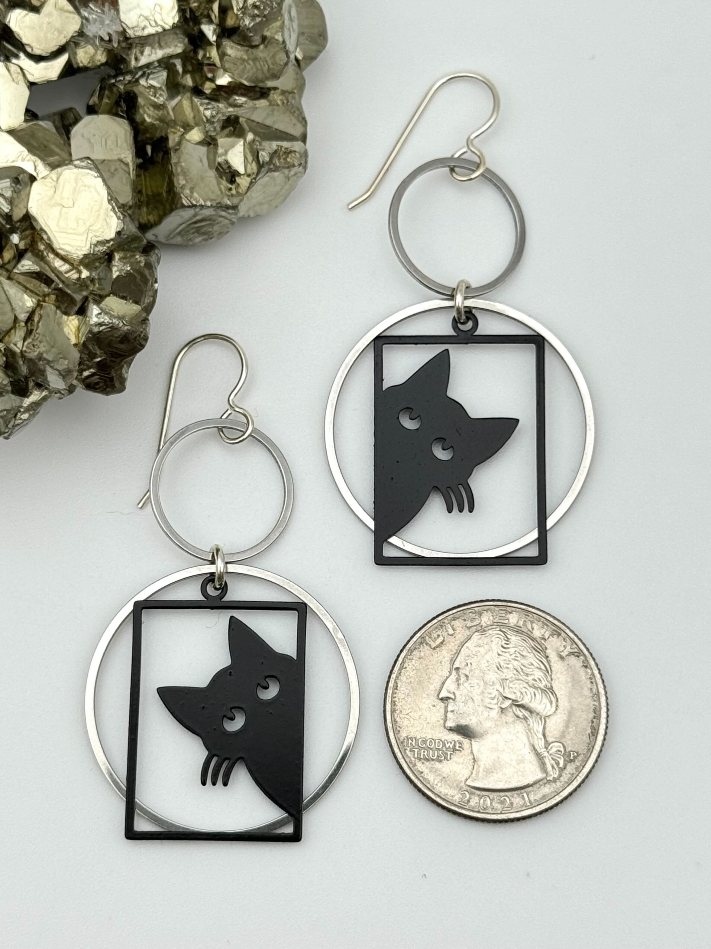 •SALEM• silver & black hoop earrings