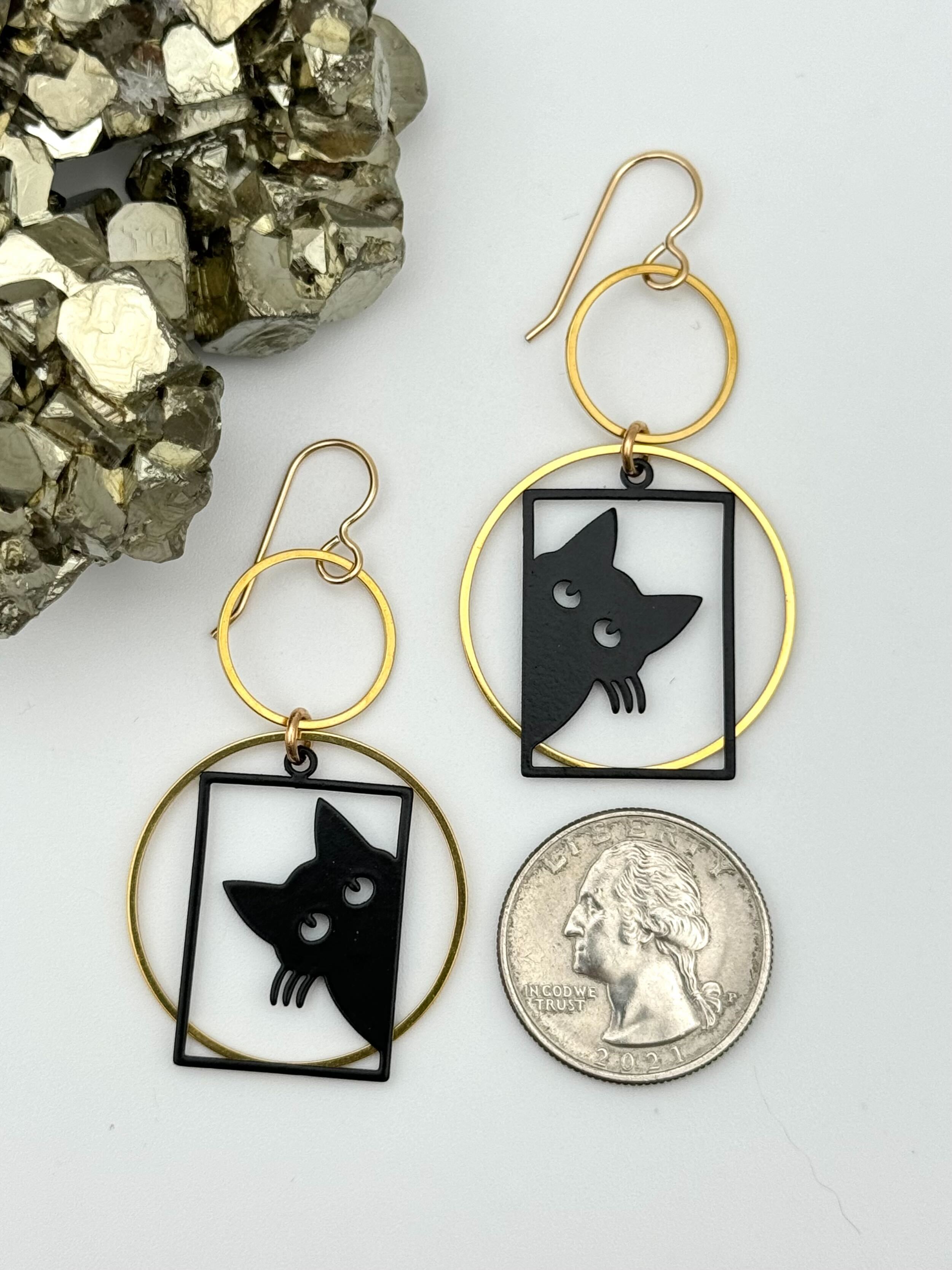 •SALEM• gold & black hoop earrings