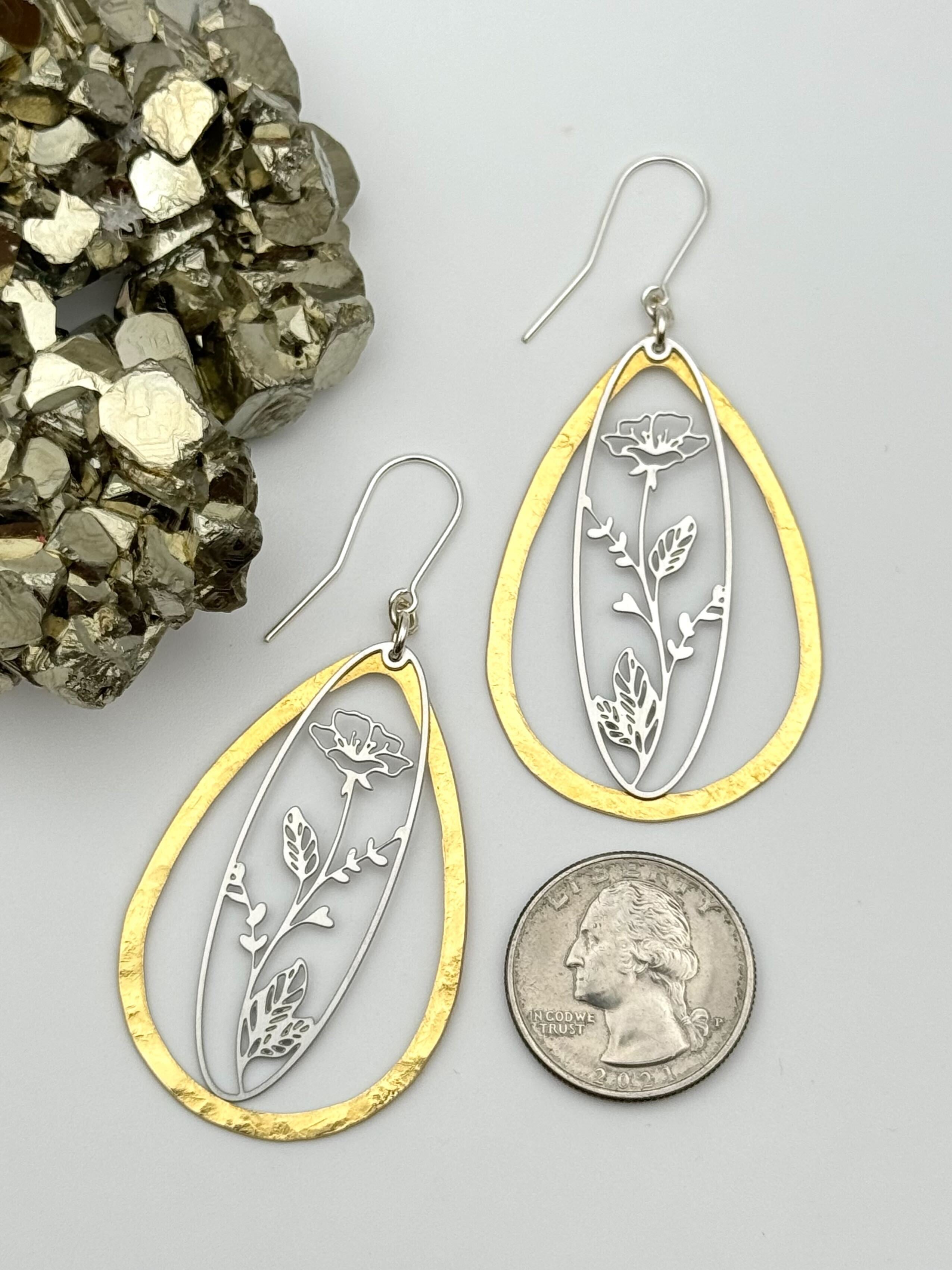 •ANEMONE DREAM DROP• mixed metal dangle earrings