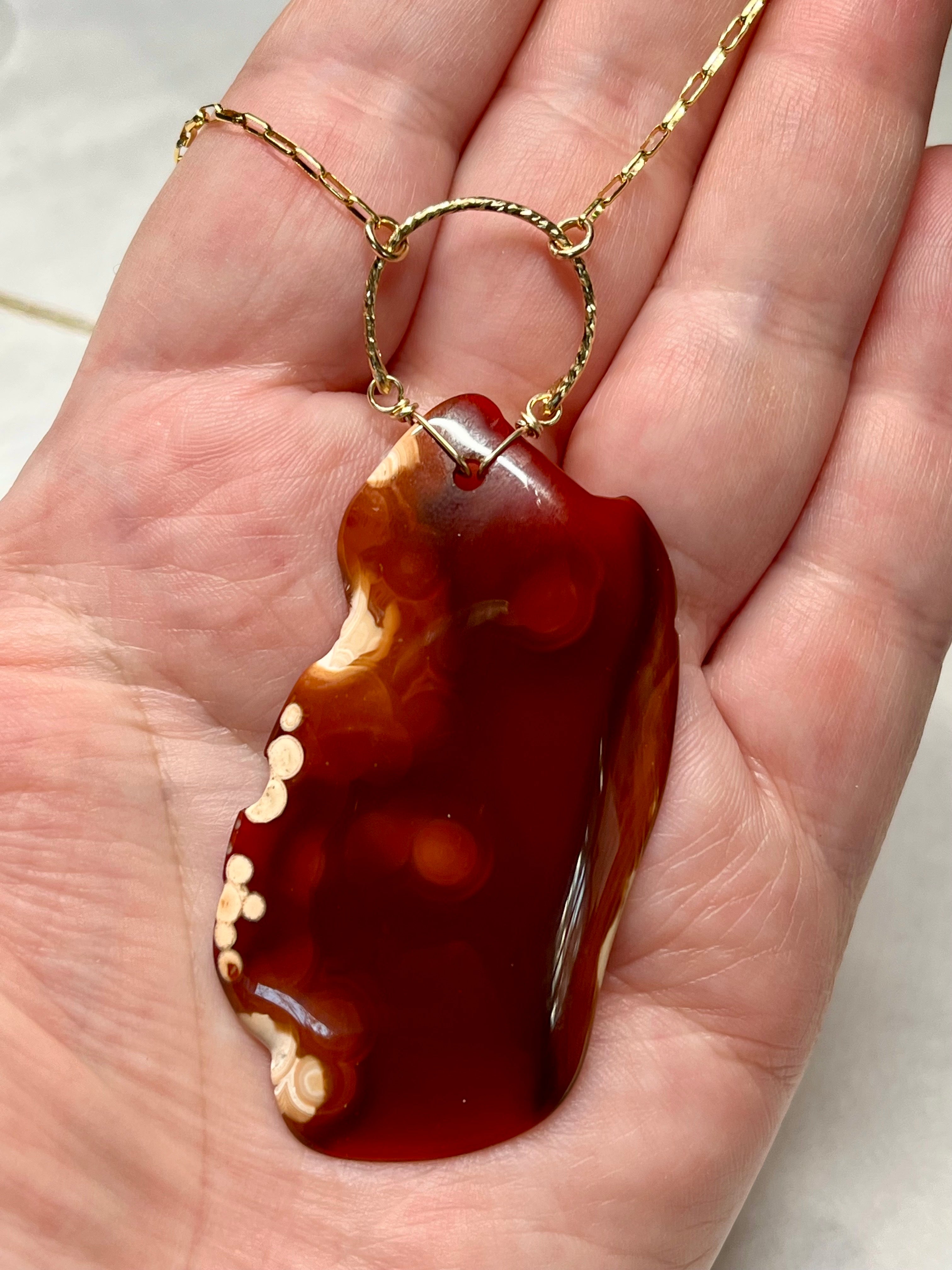•AEON• carnelian + moonrise + gold necklace (18"-20")