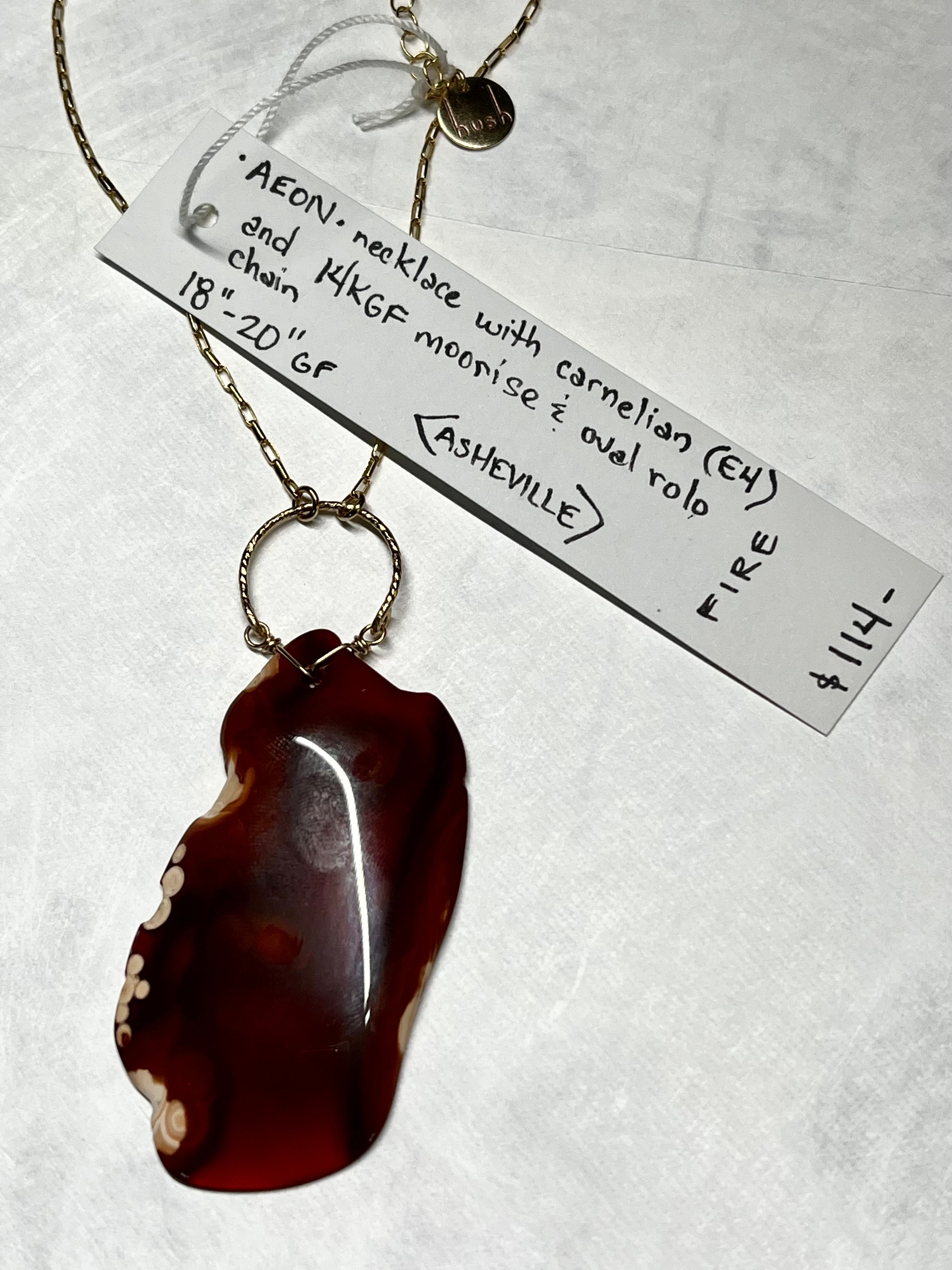 •AEON• carnelian + moonrise + gold necklace (18"-20")