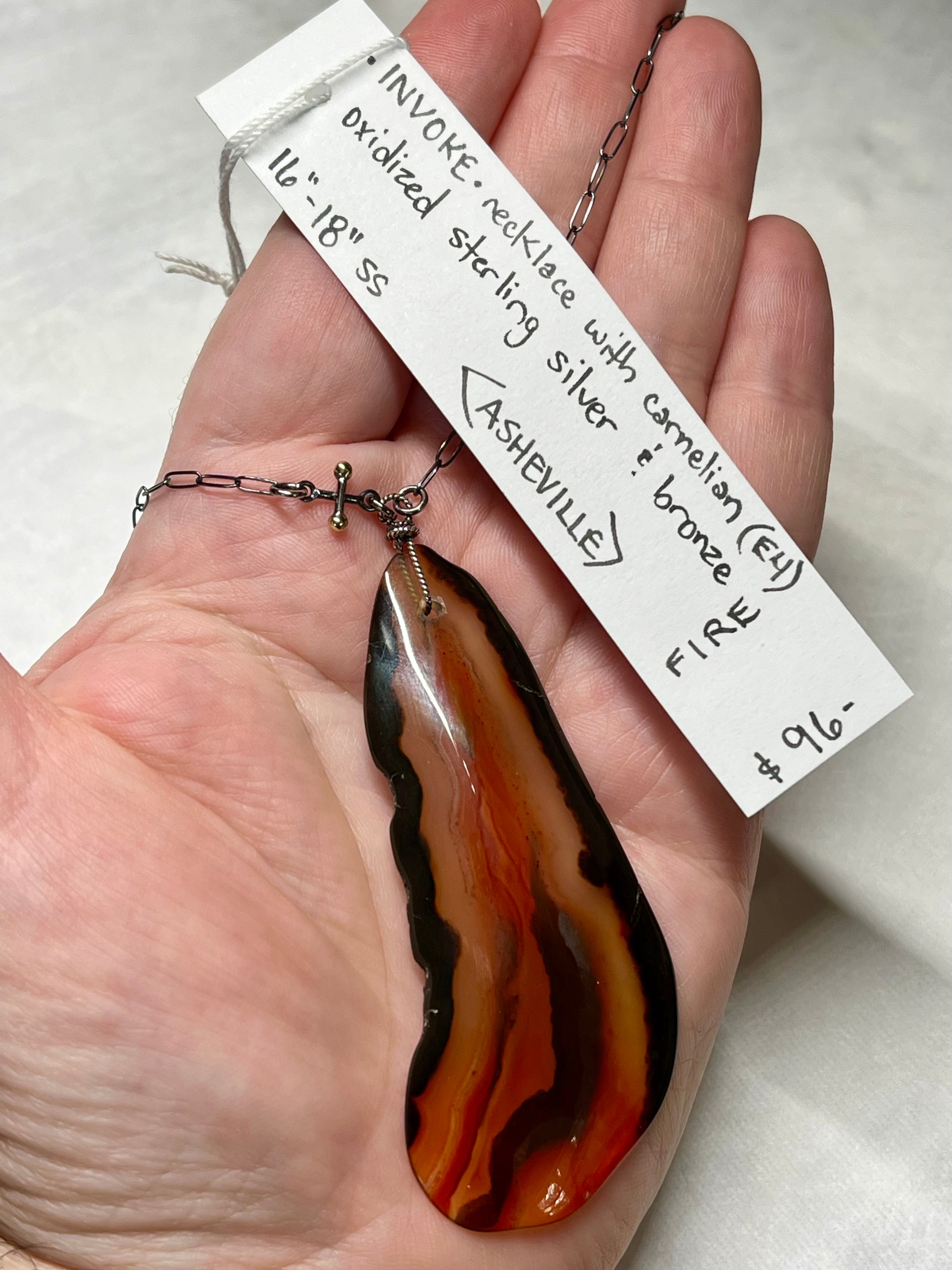 •INVOKE• carnelian + silver necklace (16"-18")