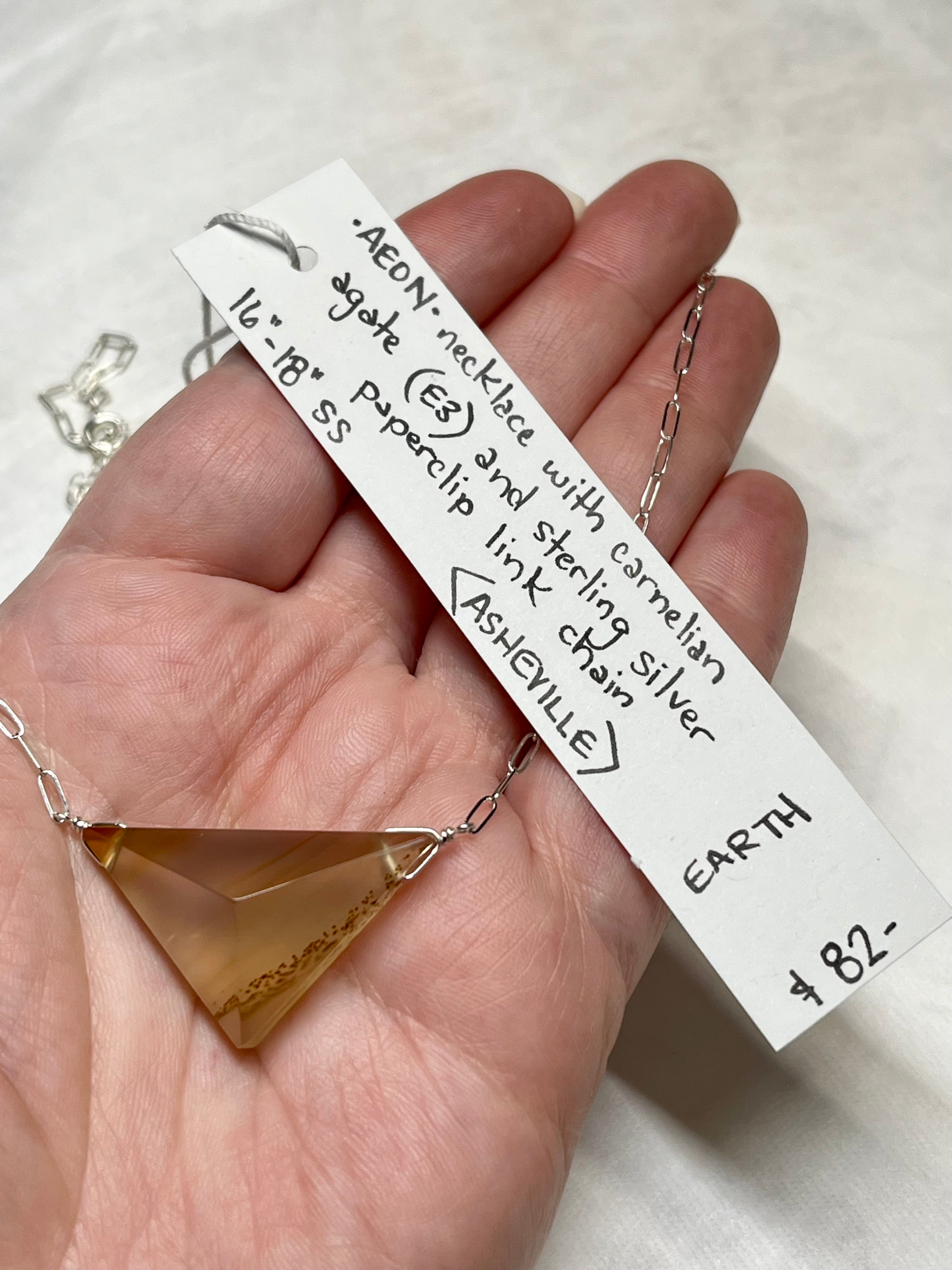 •AEON• carnelian agate + silver necklace (16"-18")