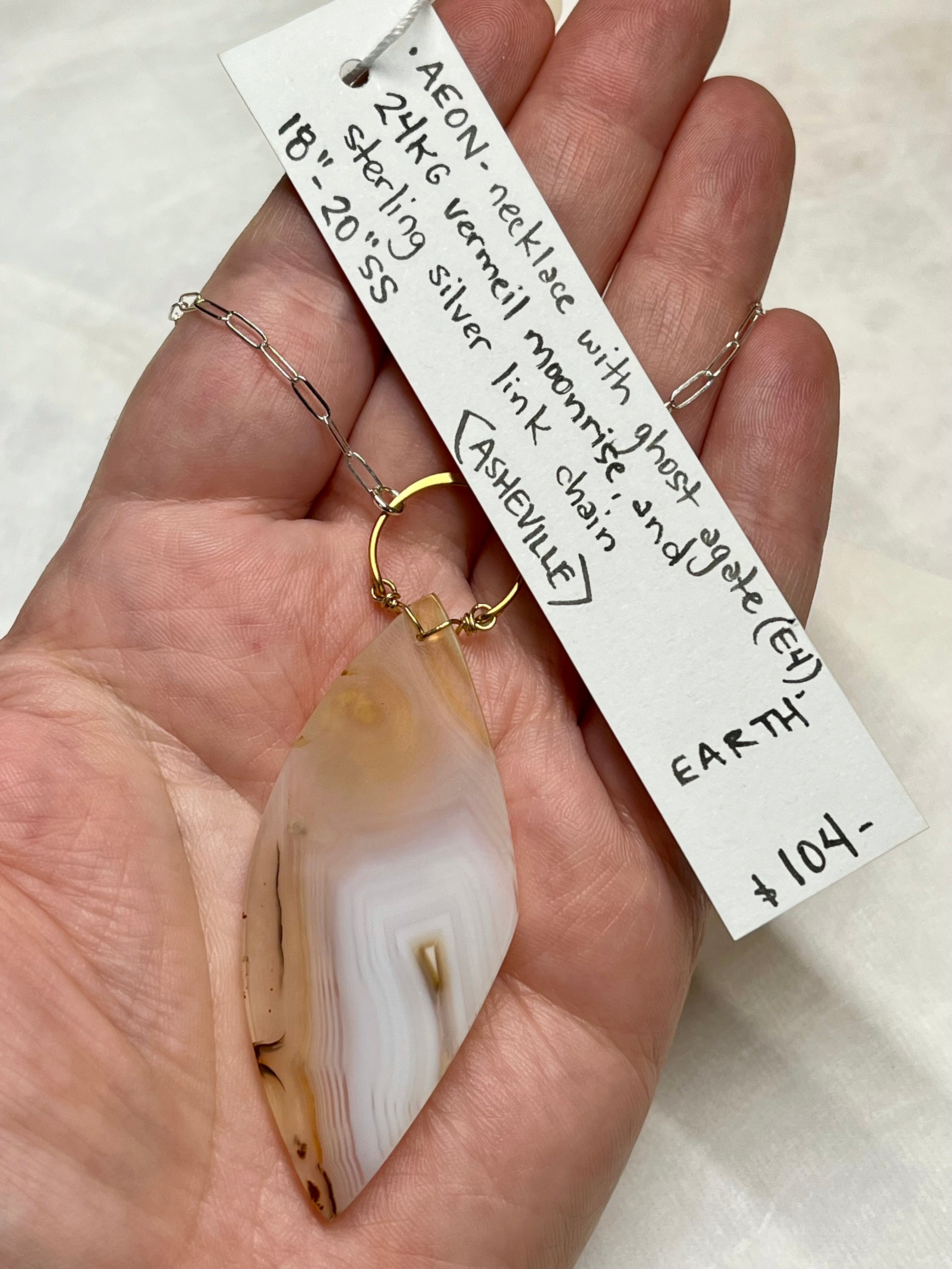 •AEON• ghost agate + mixed metal necklace (18"-20")