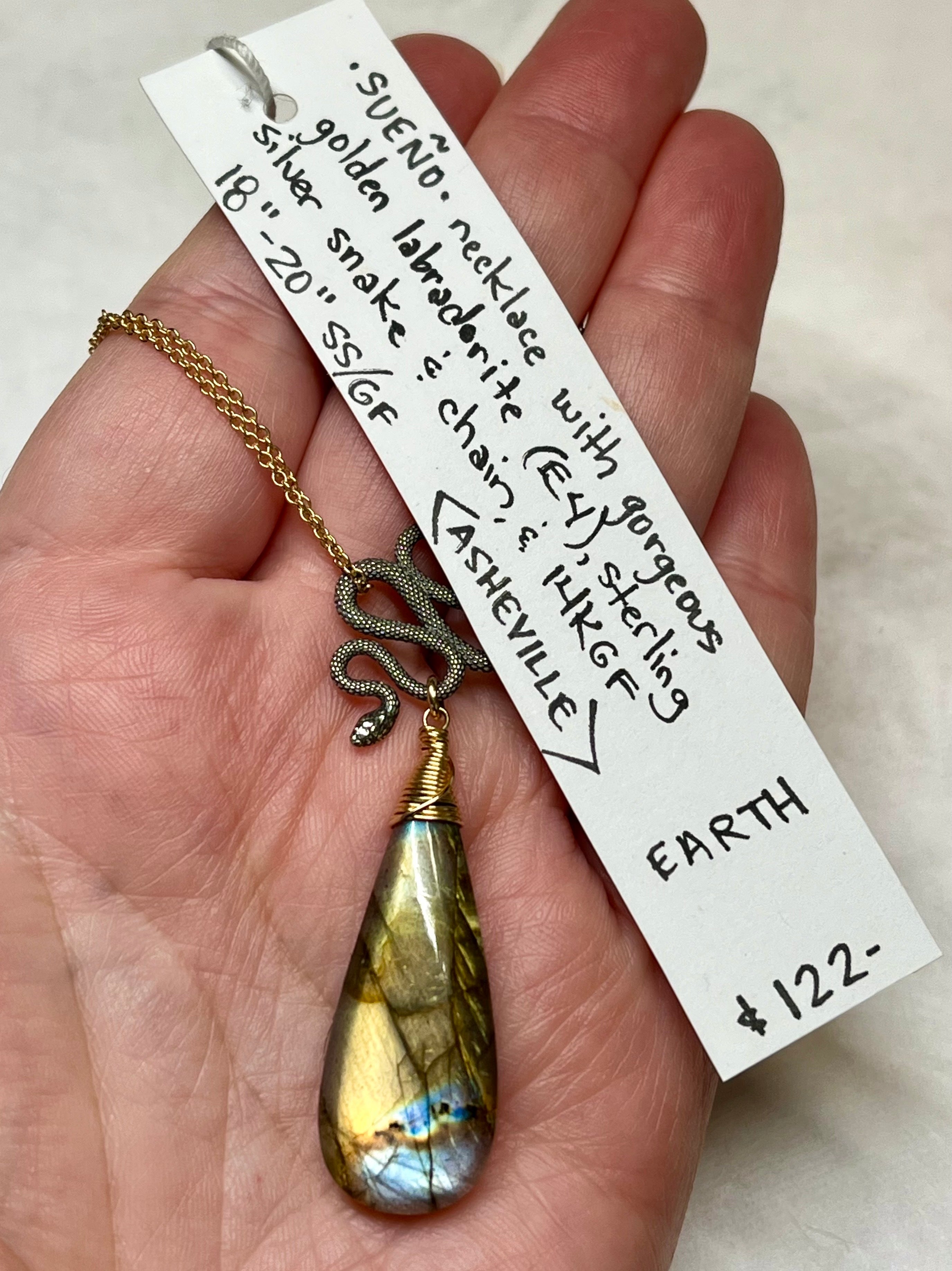 •SUEÑO• labradorite + snake + mixed metal necklace (18"-20")