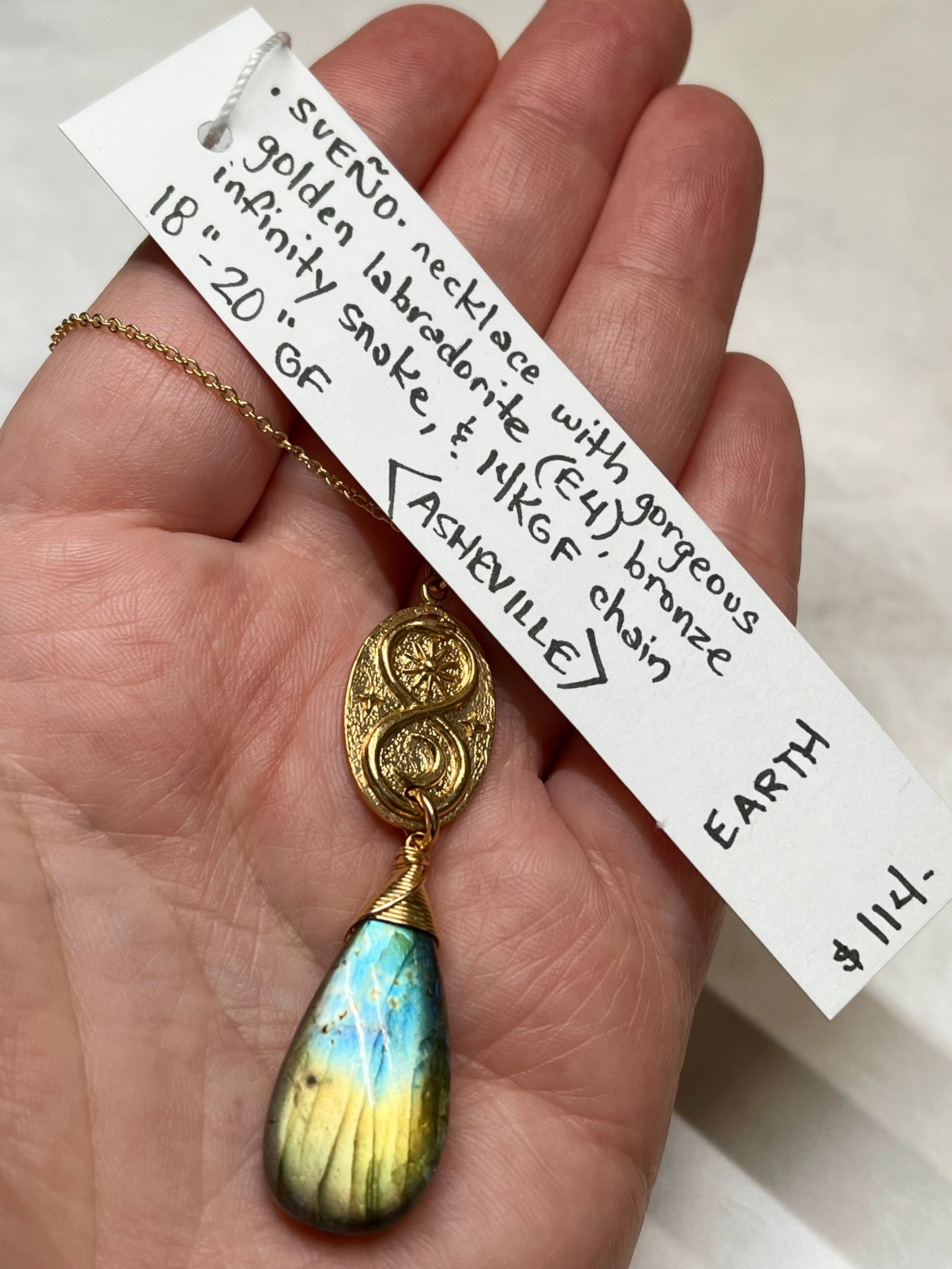 •SUEÑO• labradorite + infinity snake + gold necklace (18"-20")