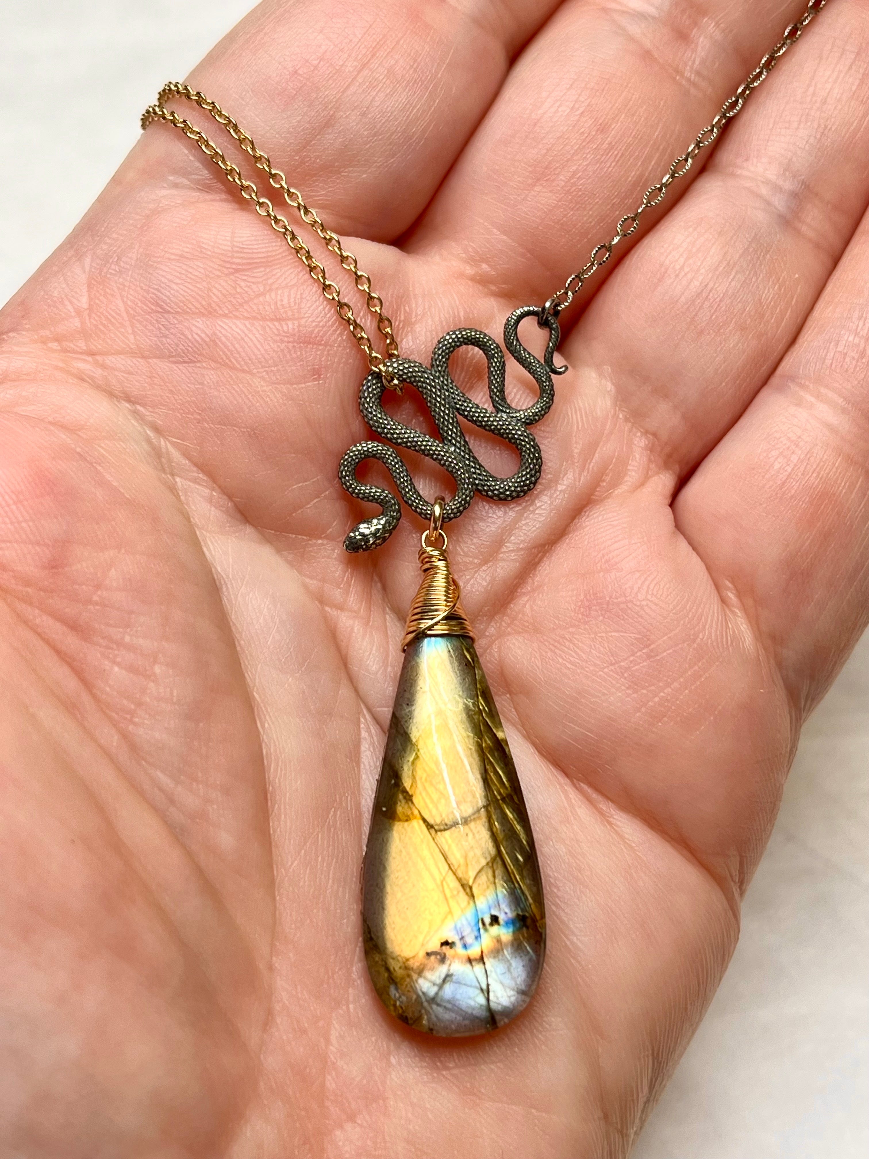 •SUEÑO• labradorite + snake + mixed metal necklace (18"-20")
