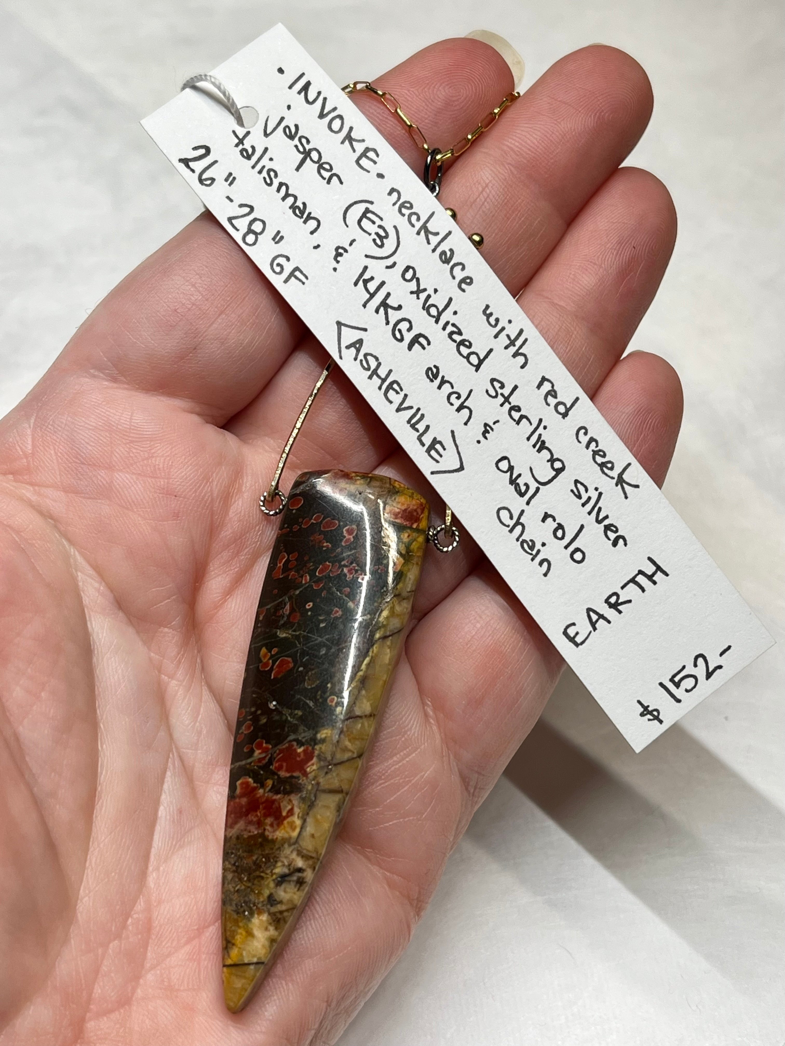 •INVOKE• red creek jasper + talisman + mixed metal necklace (26"-28")