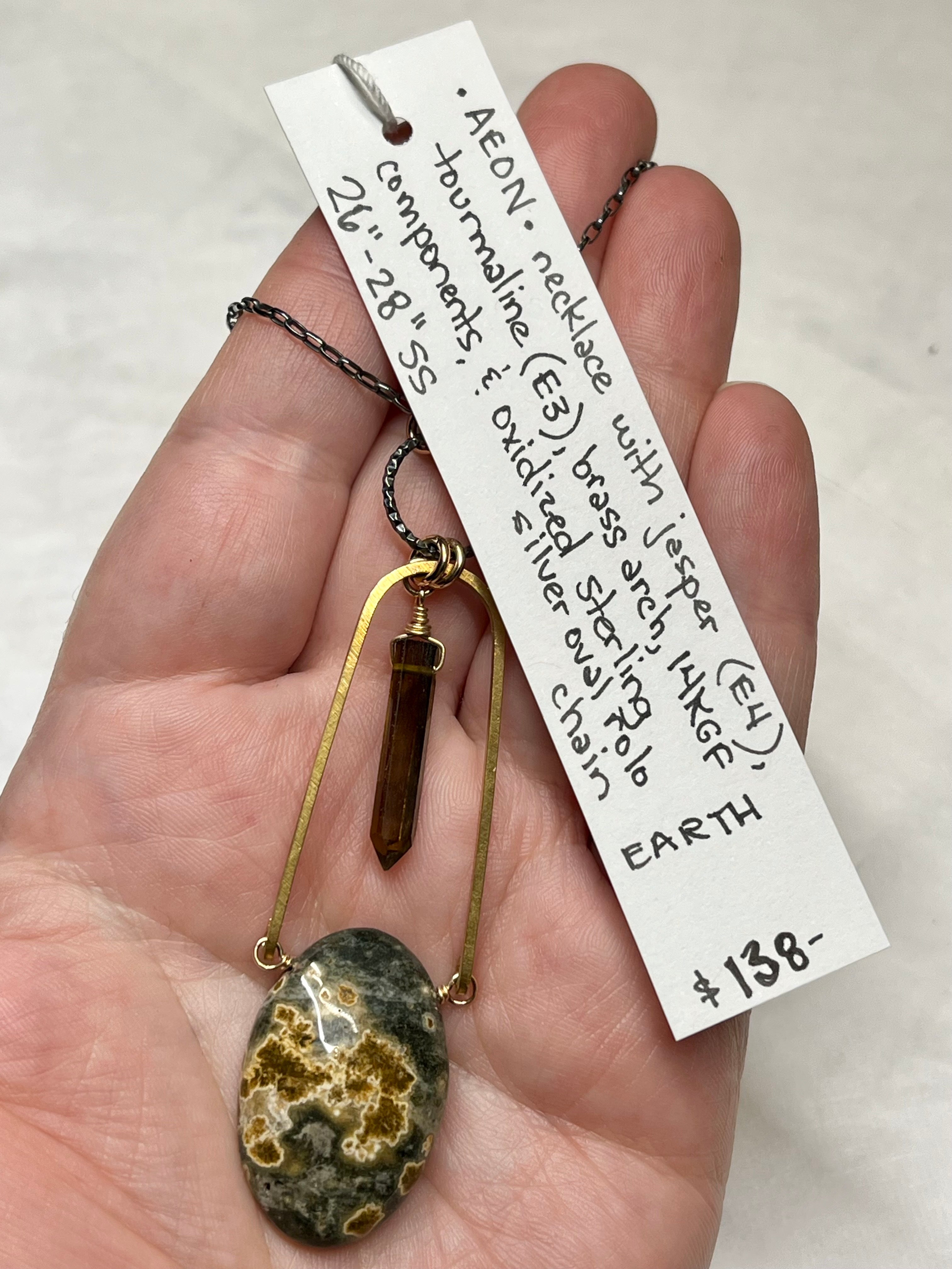 •AEON• jasper + tourmaline + mixed metal necklace (26"-28")