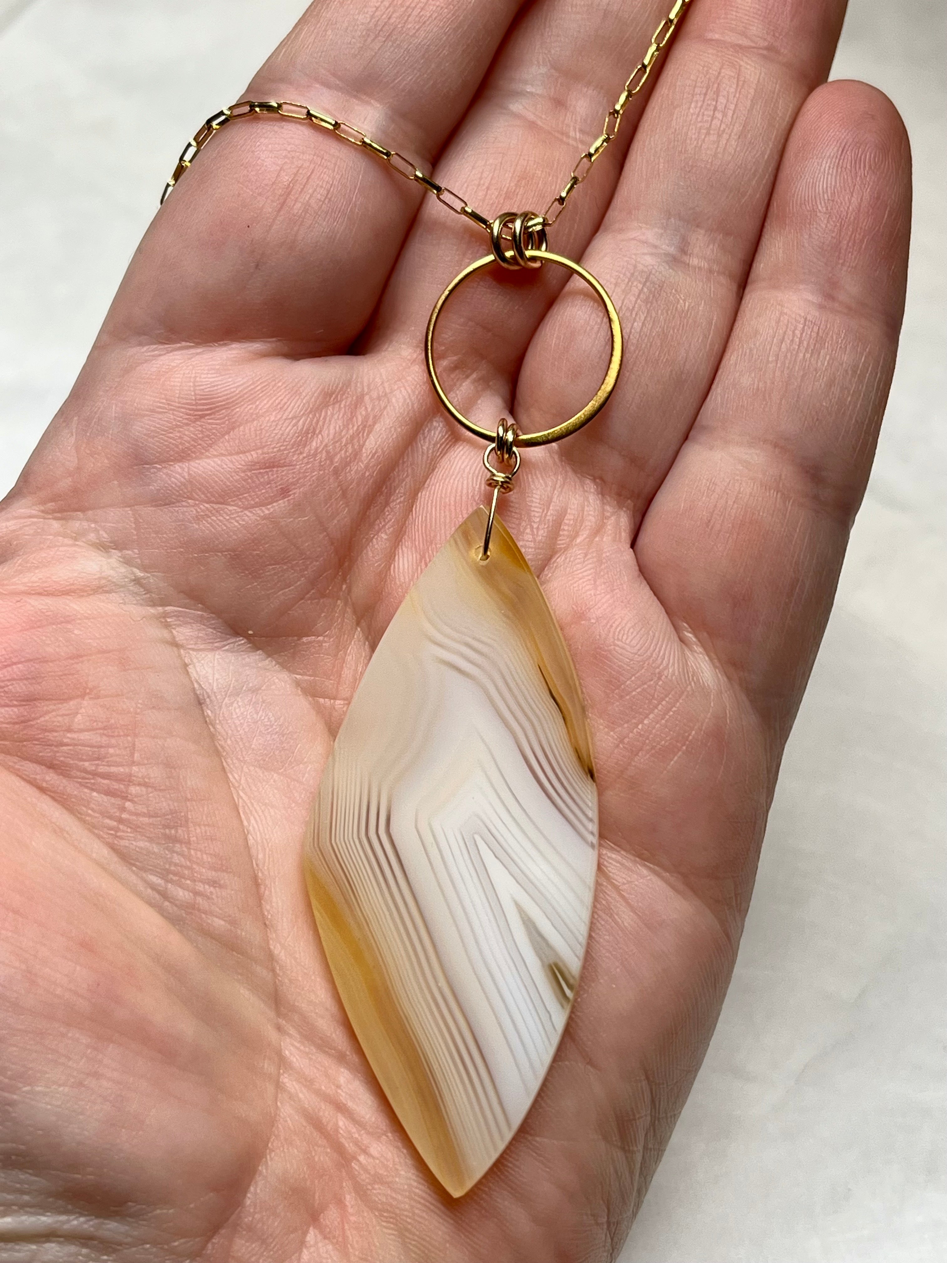 •LUNA• ghost agate + gold necklace (26"-28")