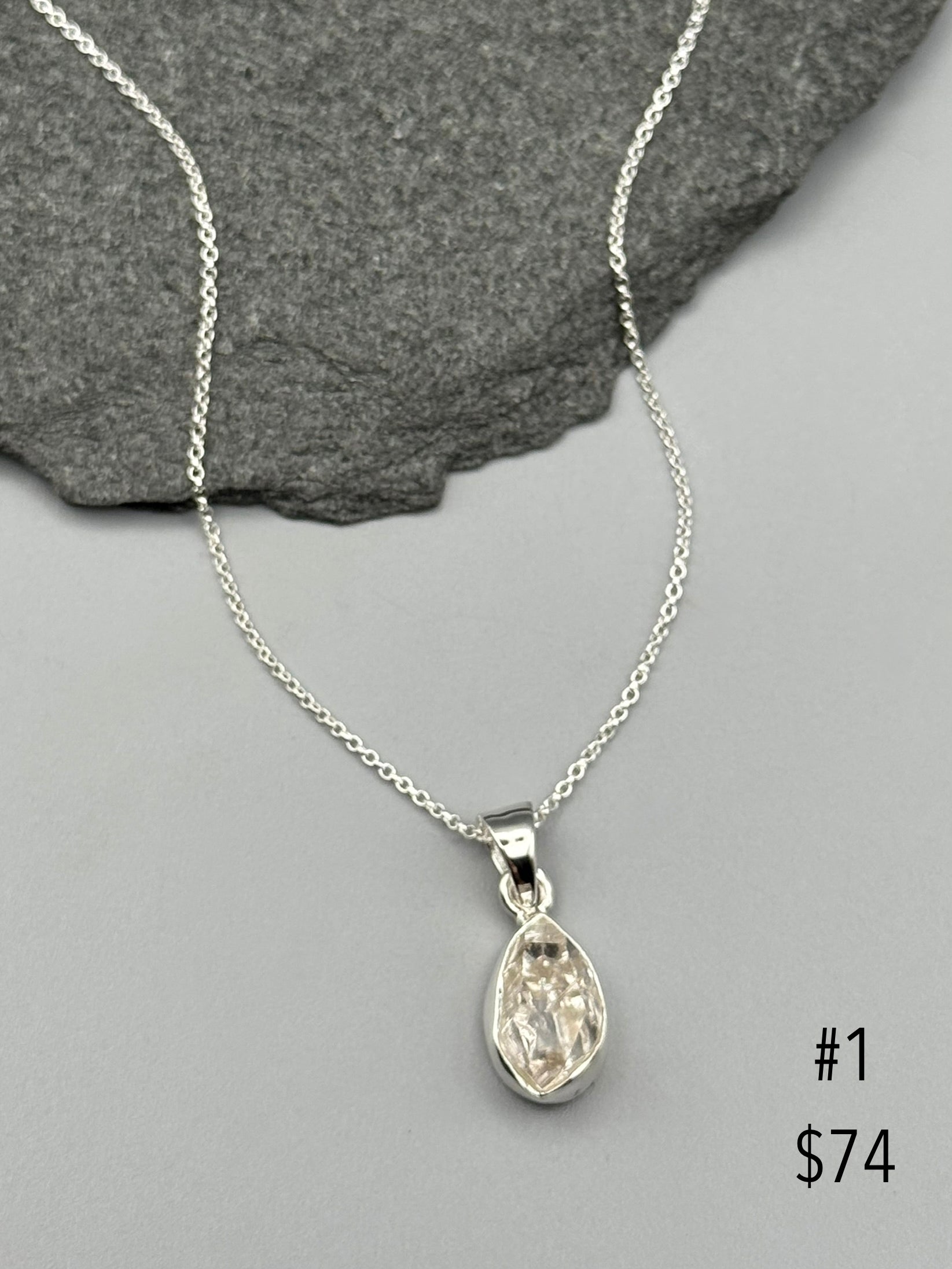 •HERKIMER DIAMOND - NUGGET• sterling silver necklace (18" long)