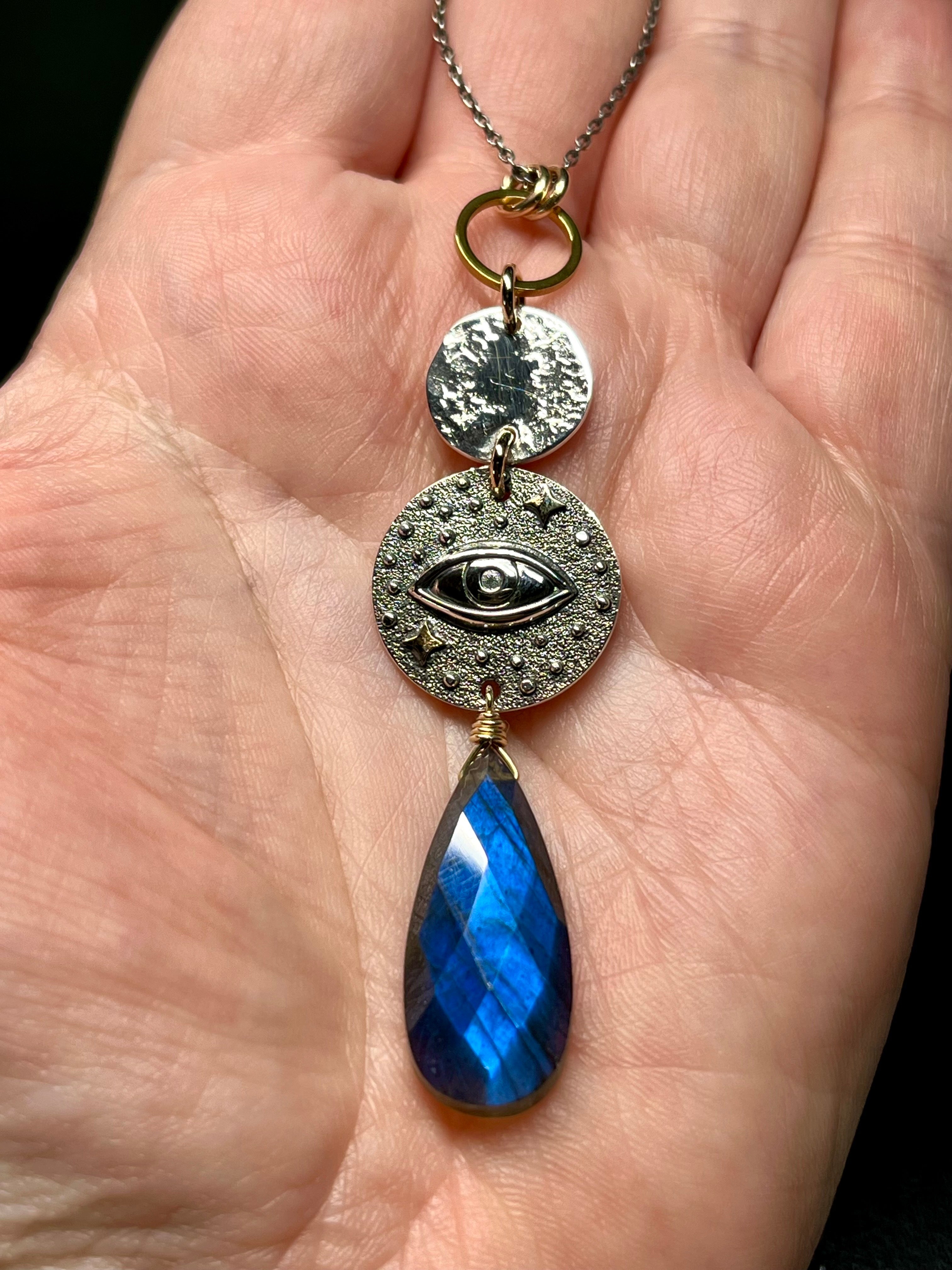 •WISDOM SEEKER• labradorite + eye + mixed metal necklace (18"-20" long)