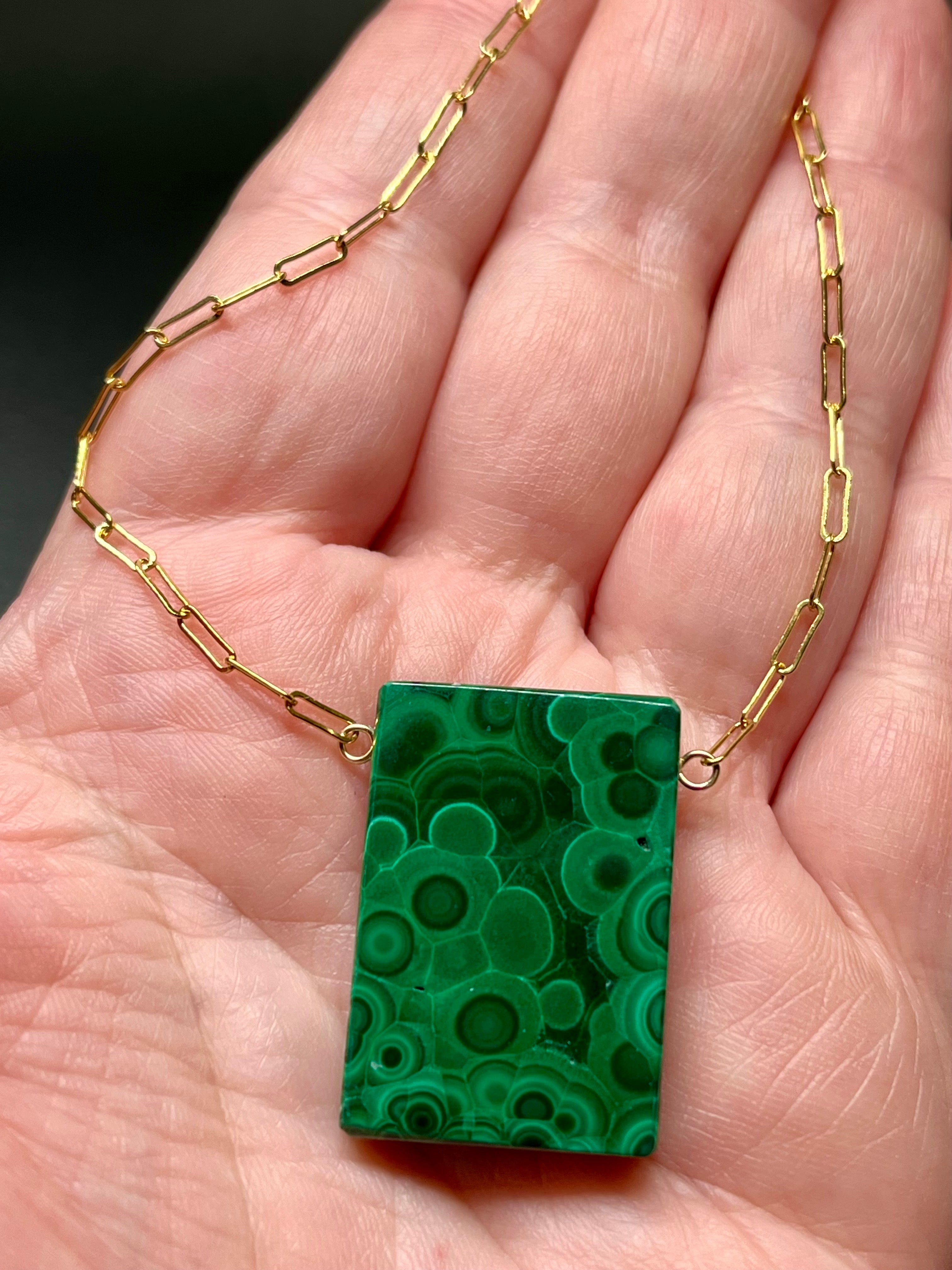 •AEON• malachite + gold necklace (18"-20" long)