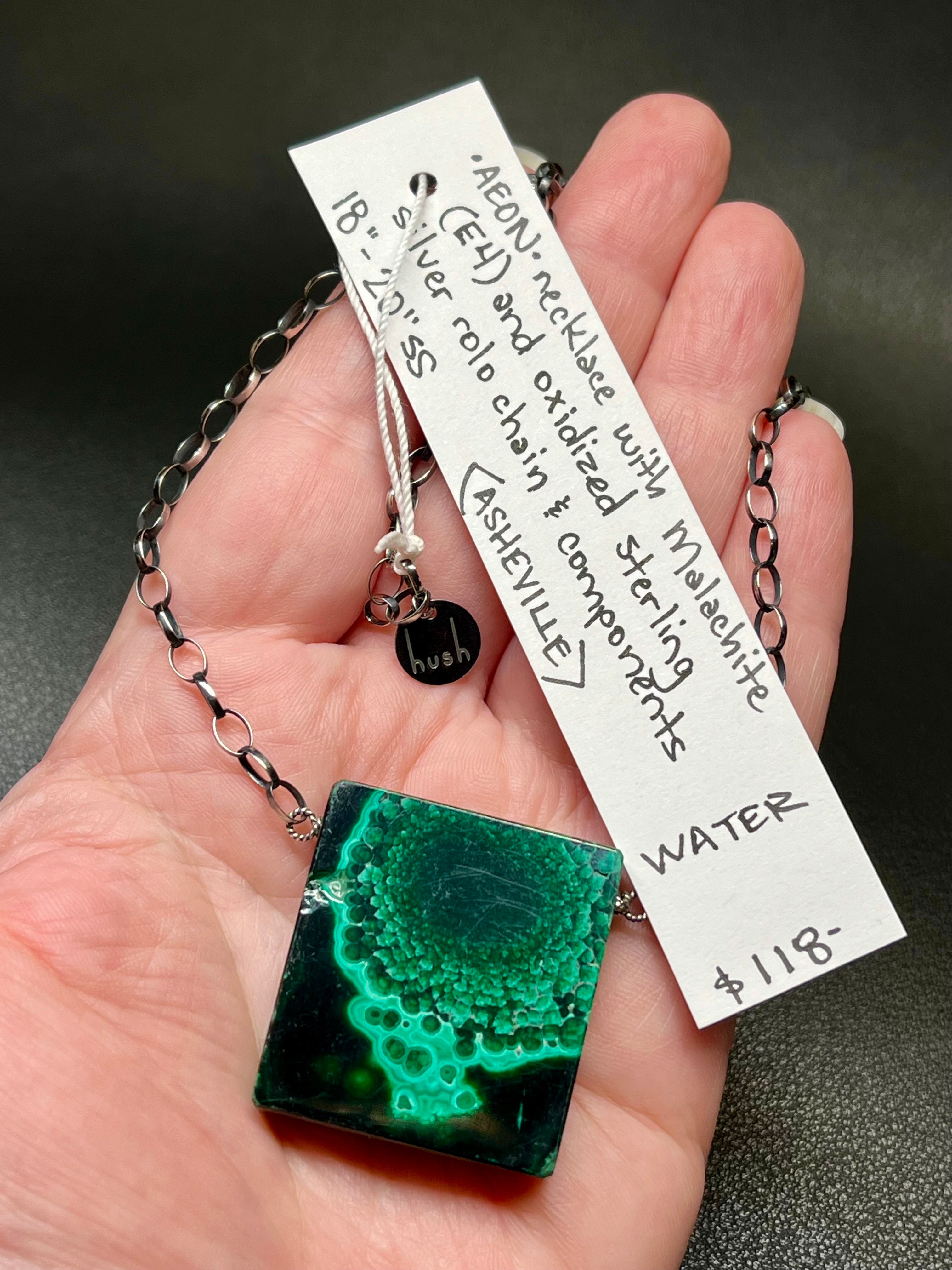 •AEON• malachite + silver necklace (18"-20" long)