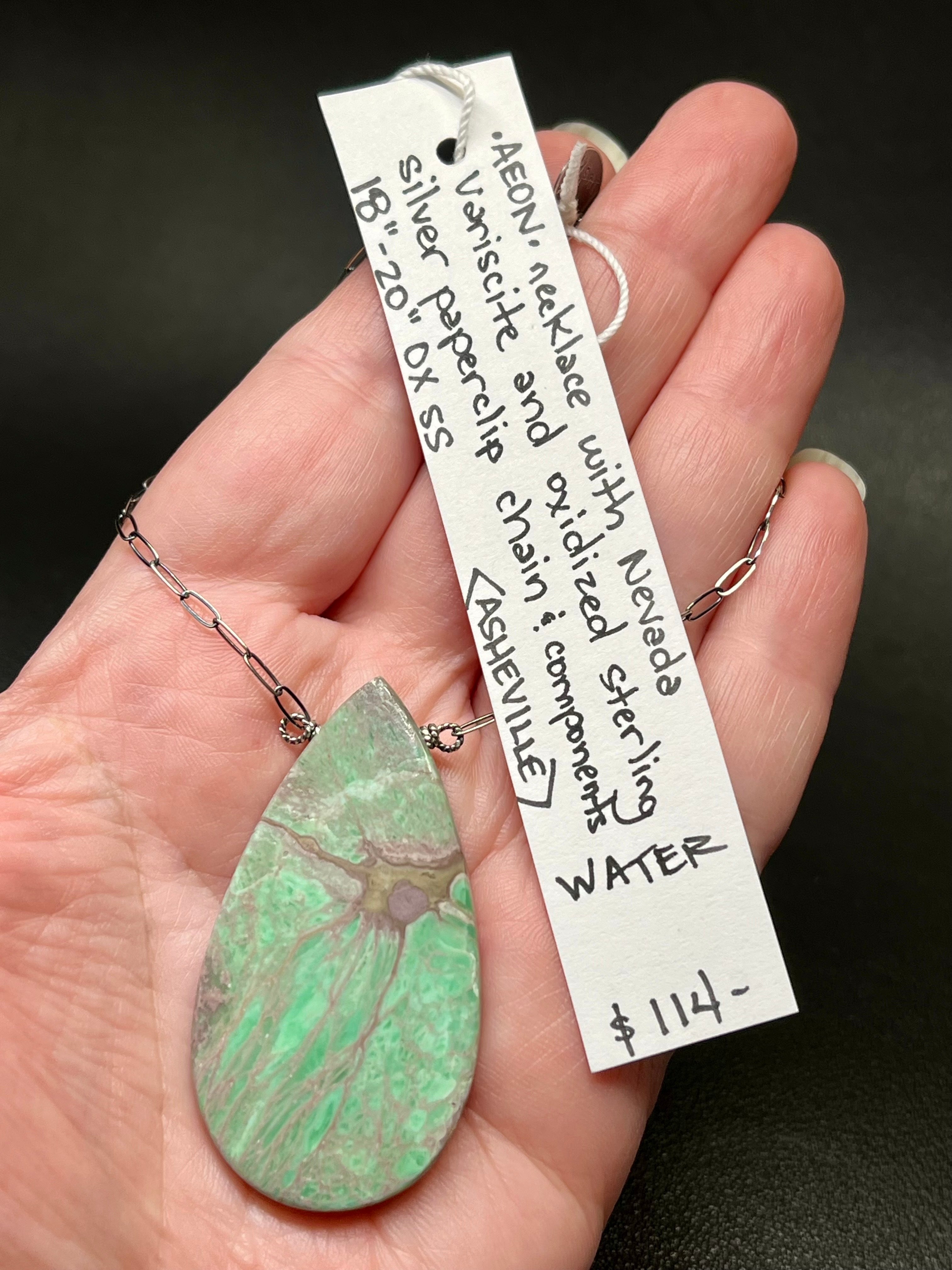 •AEON• nevada variscite + silver necklace (18"-20" long)