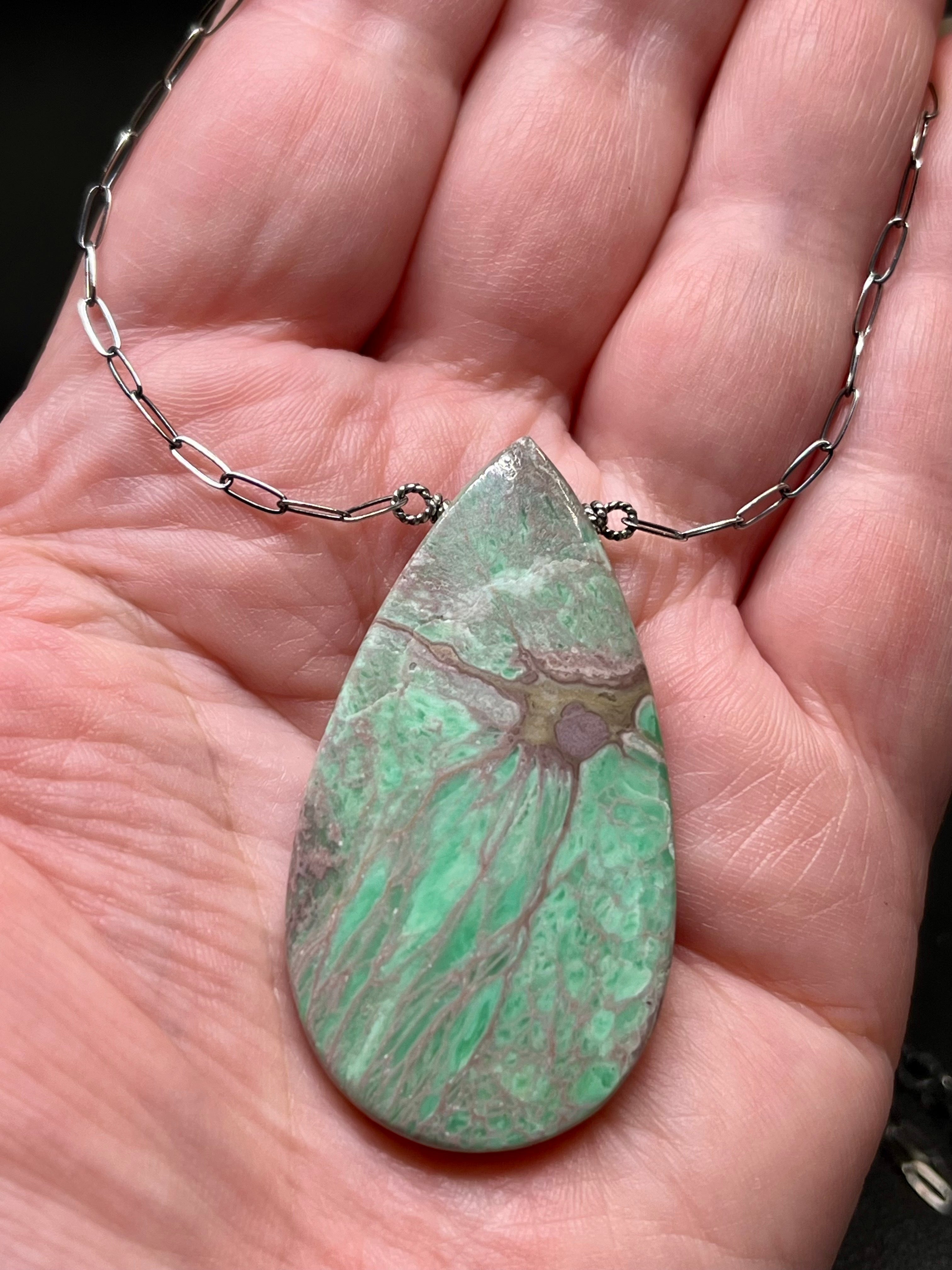 •AEON• nevada variscite + silver necklace (18"-20" long)