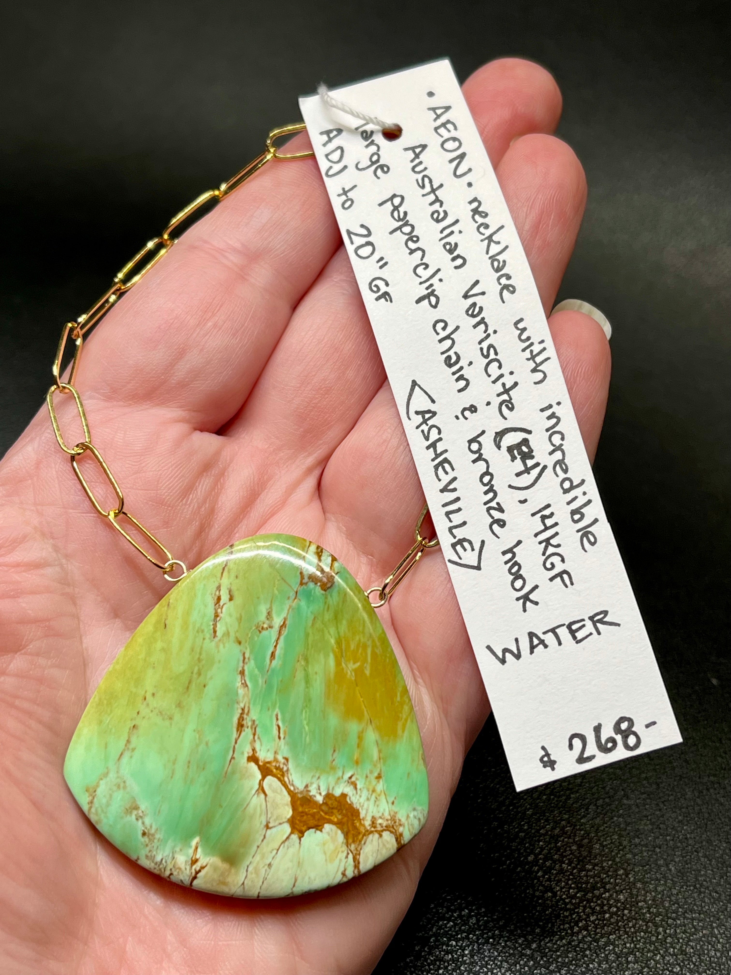 •AEON• australian variscite + gold necklace (adj to 20")