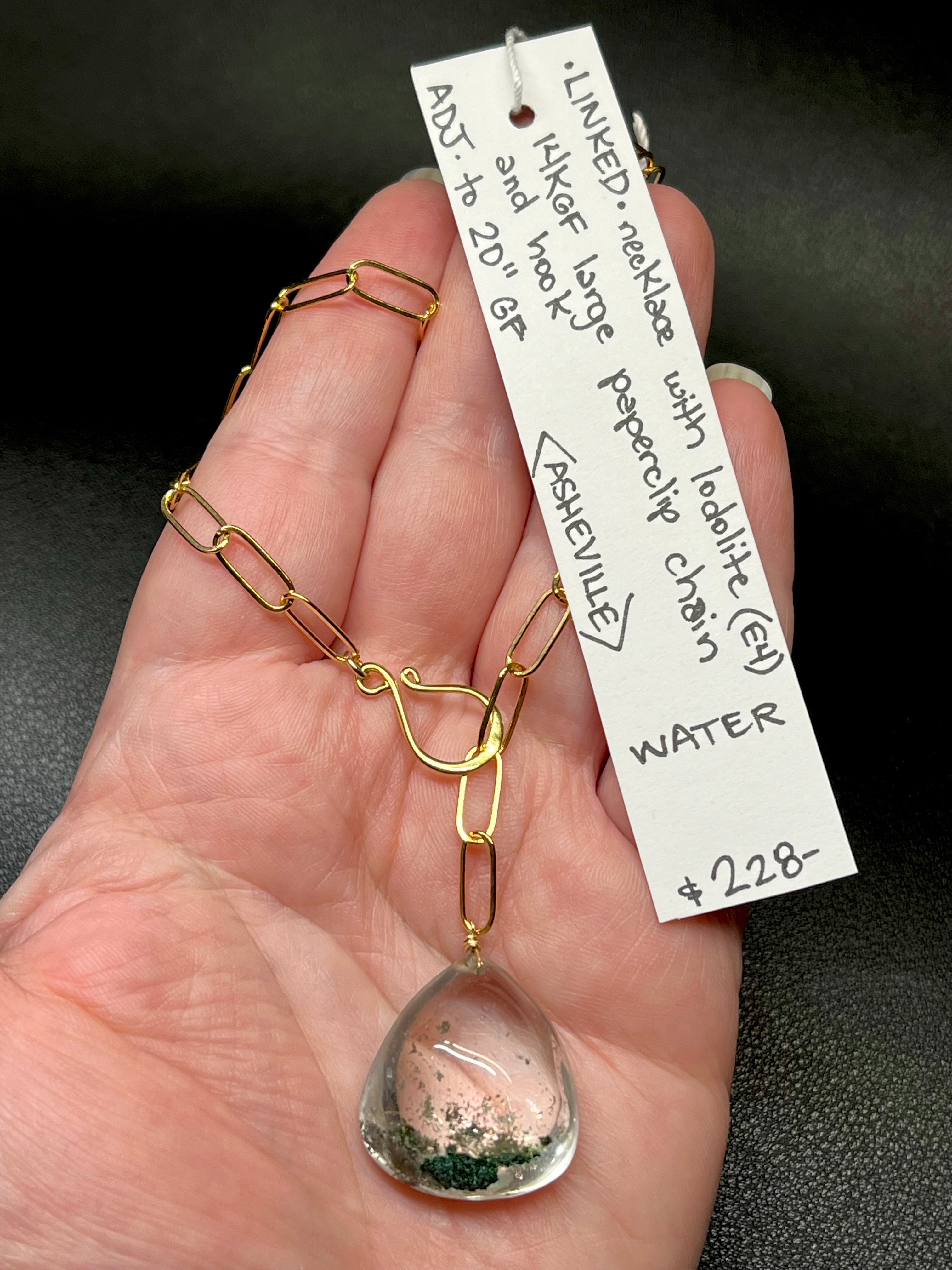 •LINKED• lodolite + gold necklace (adj to 20")