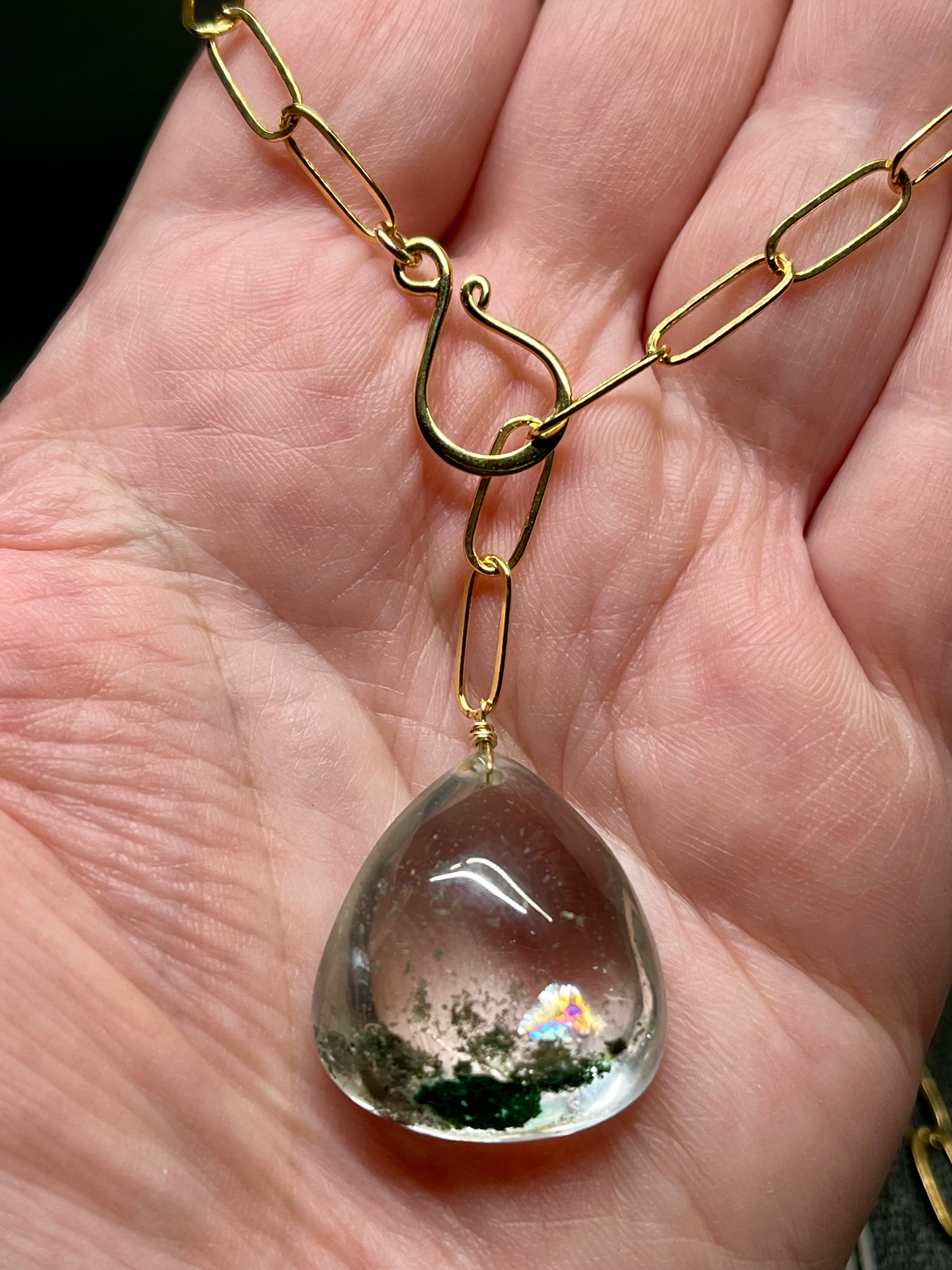 •LINKED• lodolite + gold necklace (adj to 20")