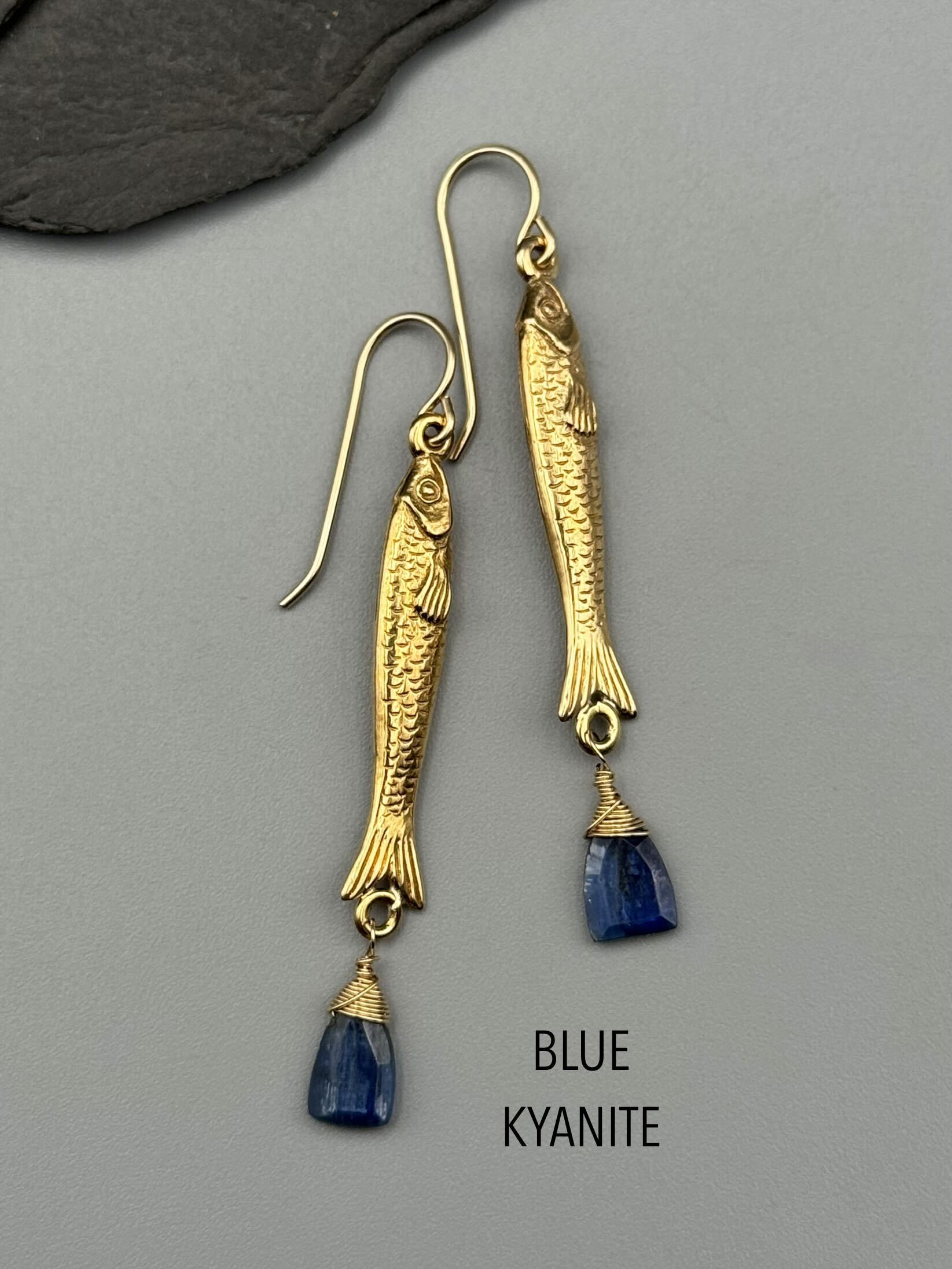 •SARDINE• gold earrings (various stones)