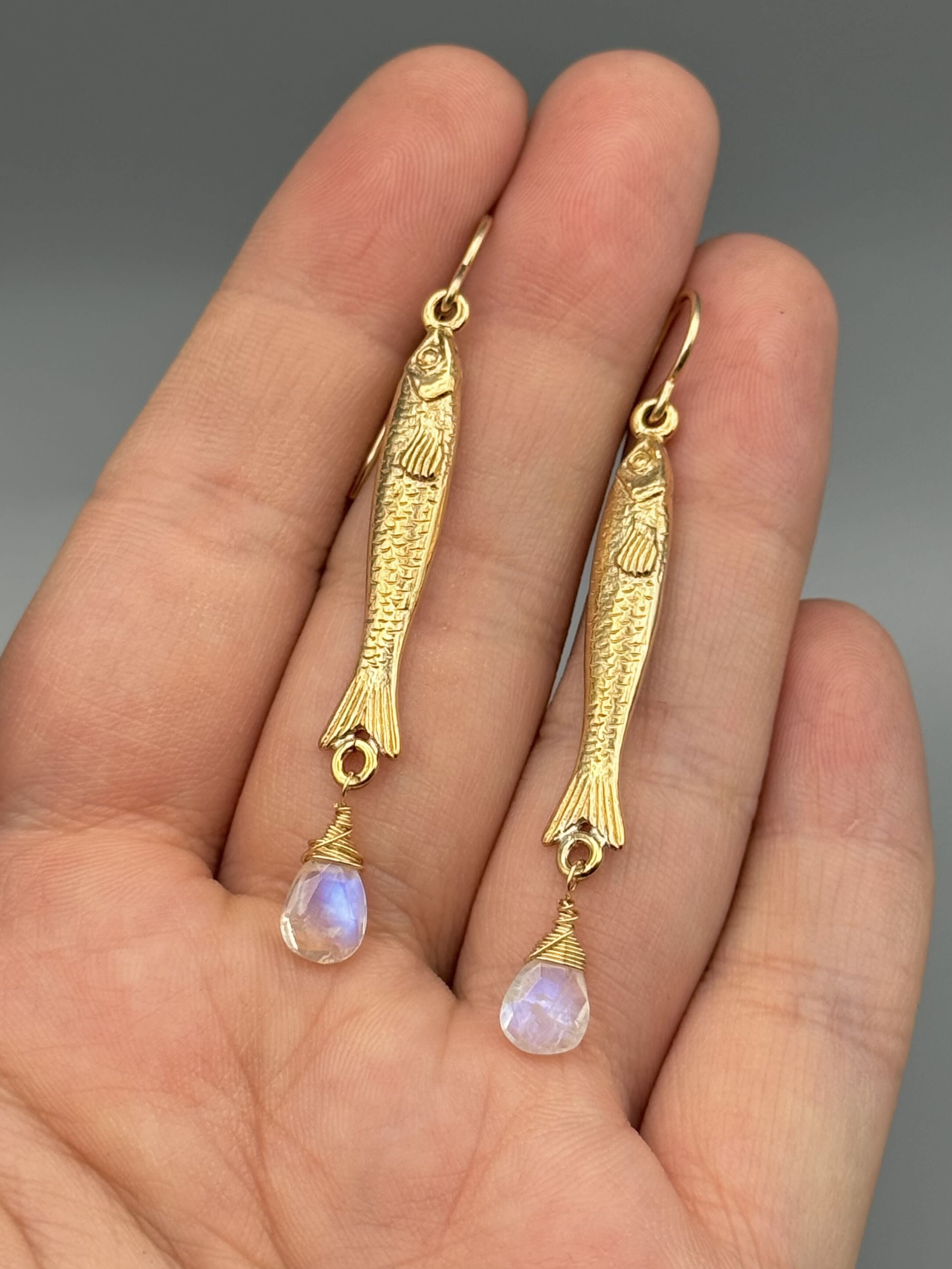 •SARDINE• gold earrings (various stones)