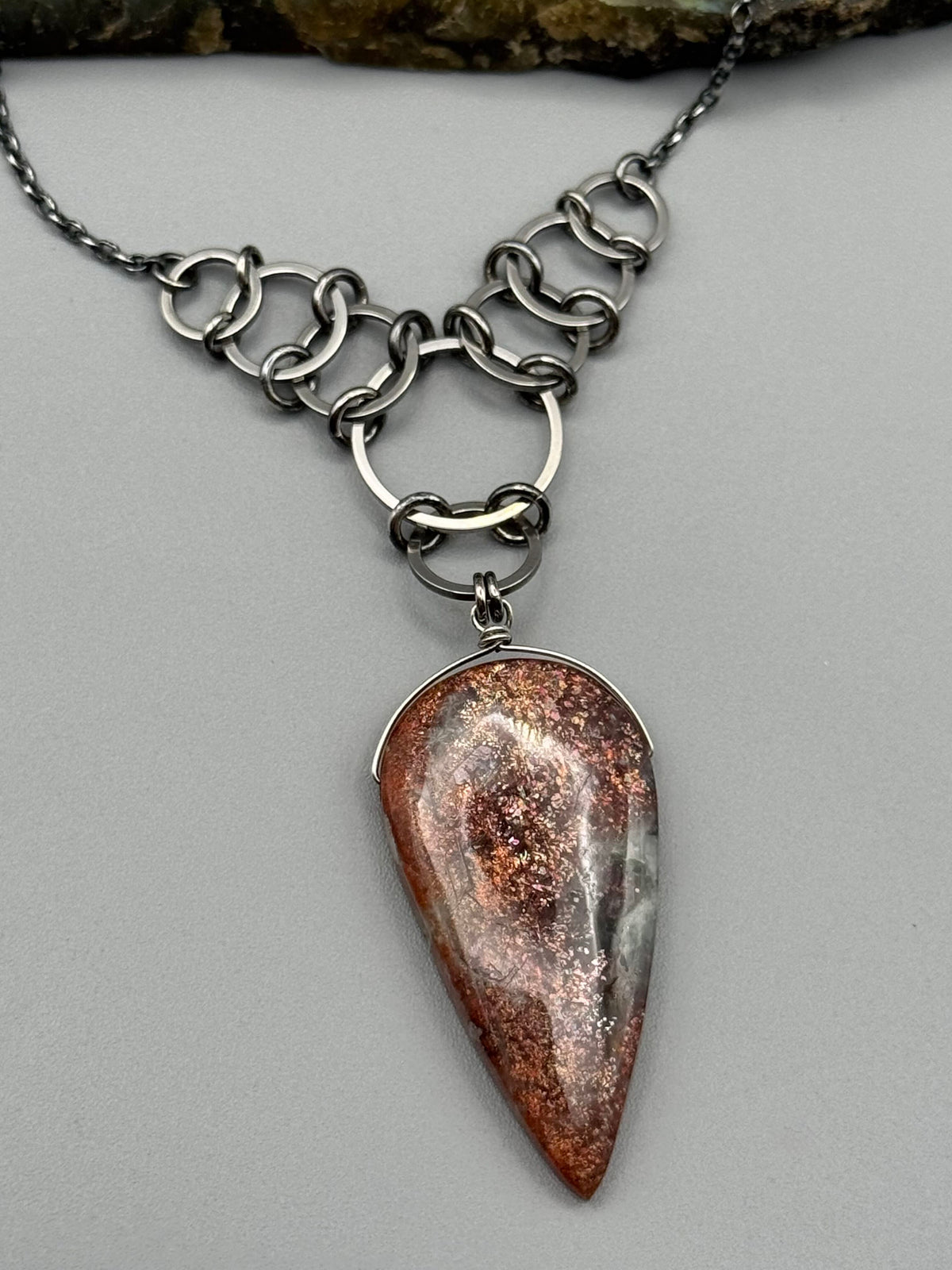 •EOWYN• purple haze sunstone + silver necklace (17"-19" long)