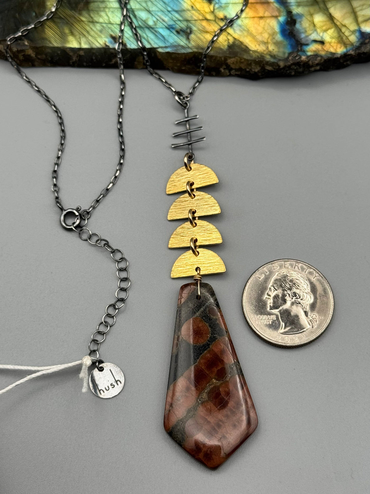 •INVOKE• alamos obsidian + mixed metal necklace (16"-18" long)
